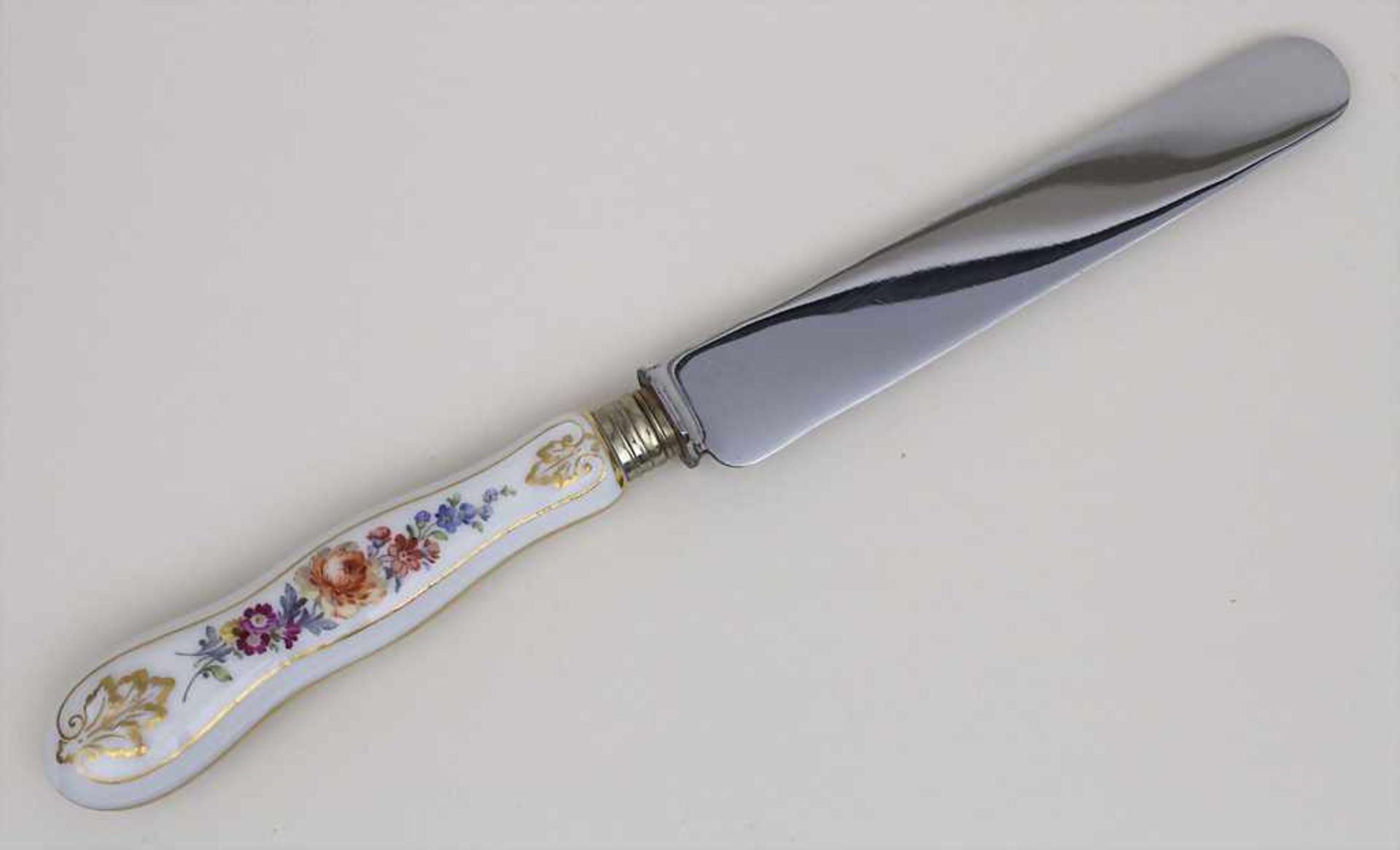 Messer mit Porzellangriff / A knife with porcelain handle, deutsch, Ende 19. JhMaterial: - Bild 2 aus 2