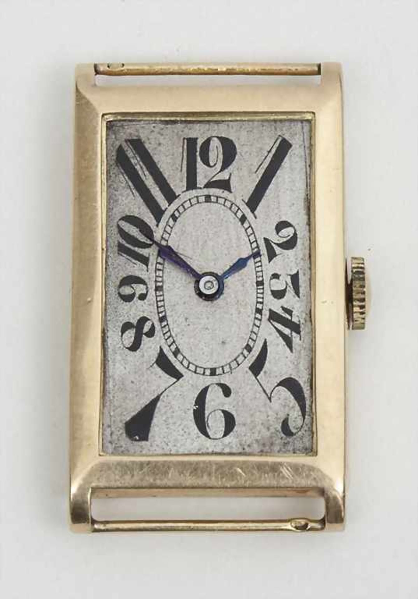 Art Decó Herrenarmbanduhr, Wrist Watch, Swiss, ca. 1925Gehäuse: Gold 18 Kt 750/000 gepunzt, Nr.
