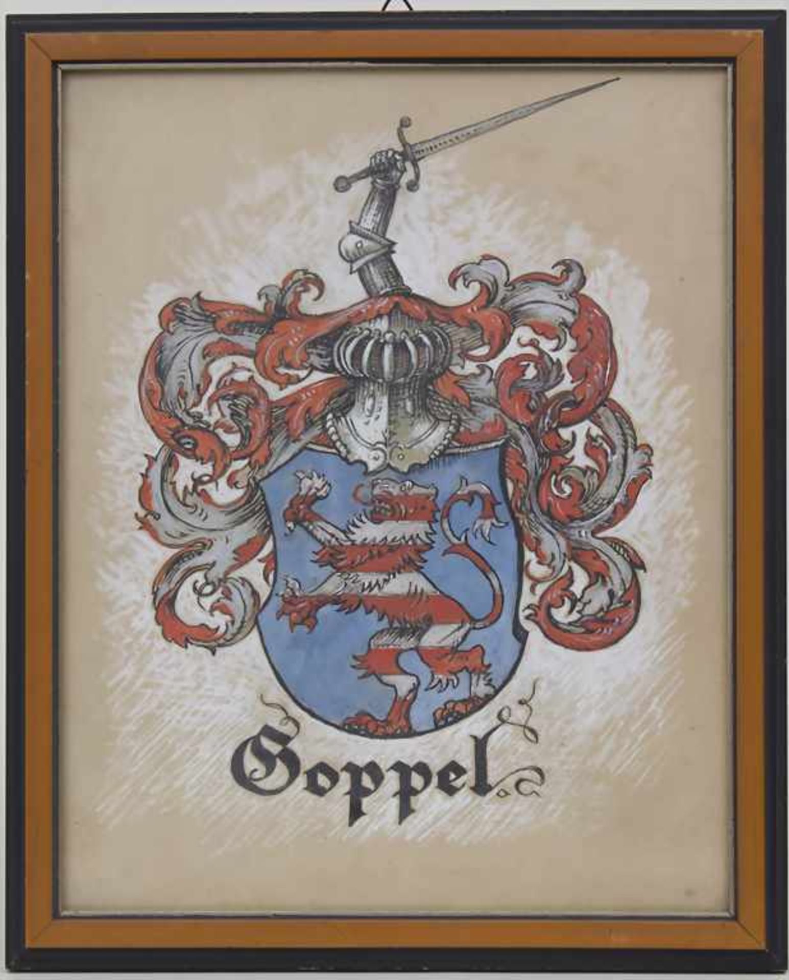 Wappen der Familie Goppel / A crest of the family GoppelMaterial / Technik: Tusche / Tempera auf - Bild 2 aus 3