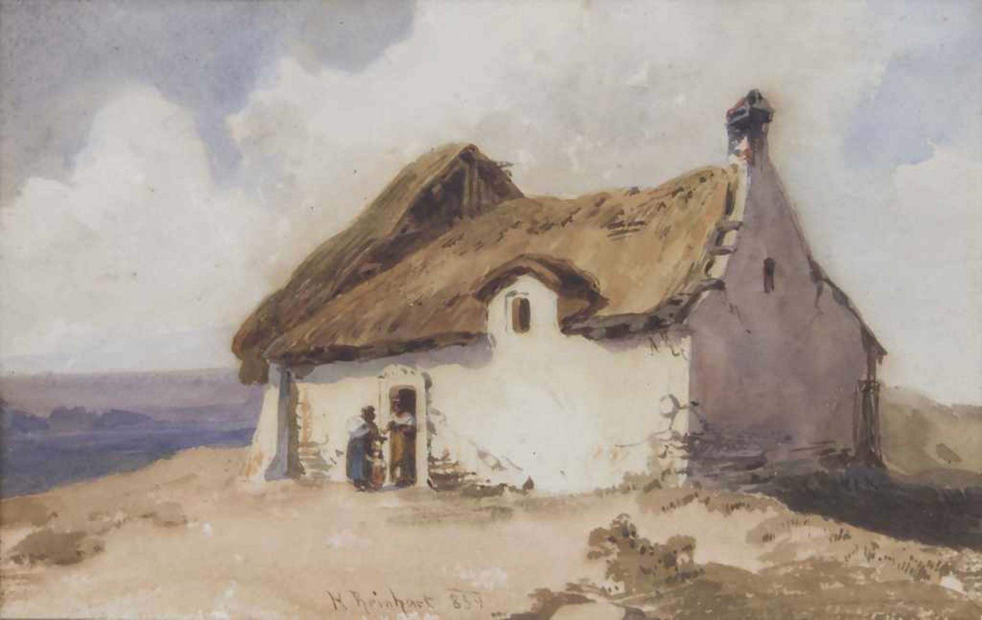 Heinrich REINHART (1829-1914), BauernhausTechnik: Aquarell auf Papier, gerahmt, hinter Glas und