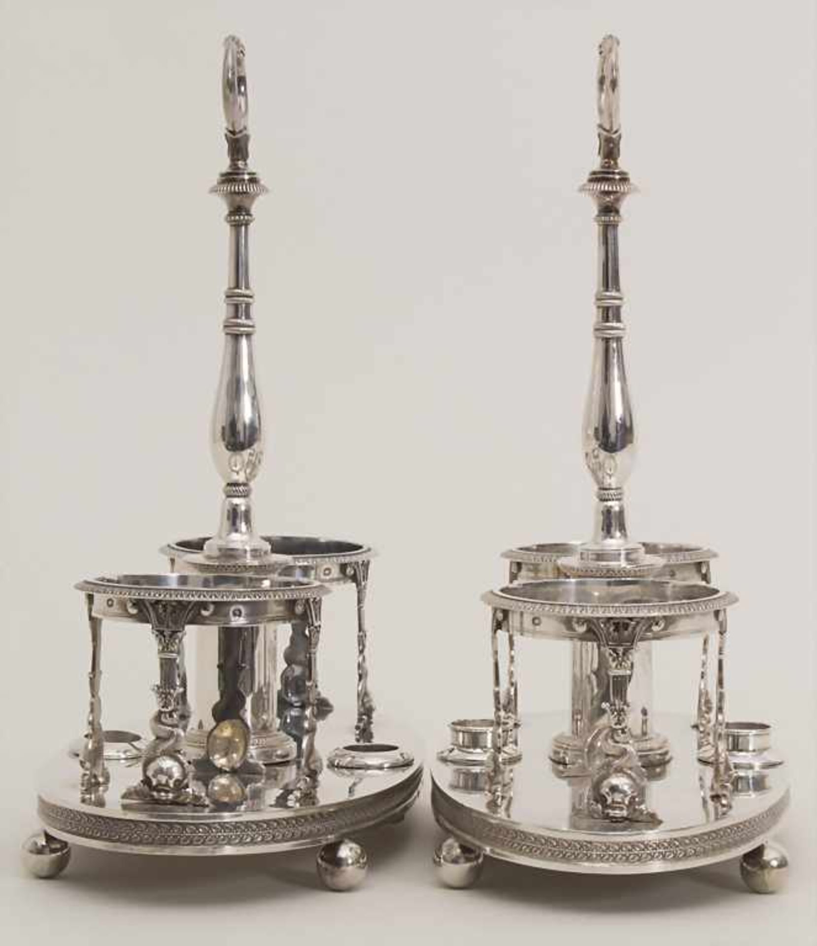 Paar Empire Menagen / A pair of Empire silver cruet stands, Jean Baptiste Claude Odiot, Paris, um - Bild 5 aus 12