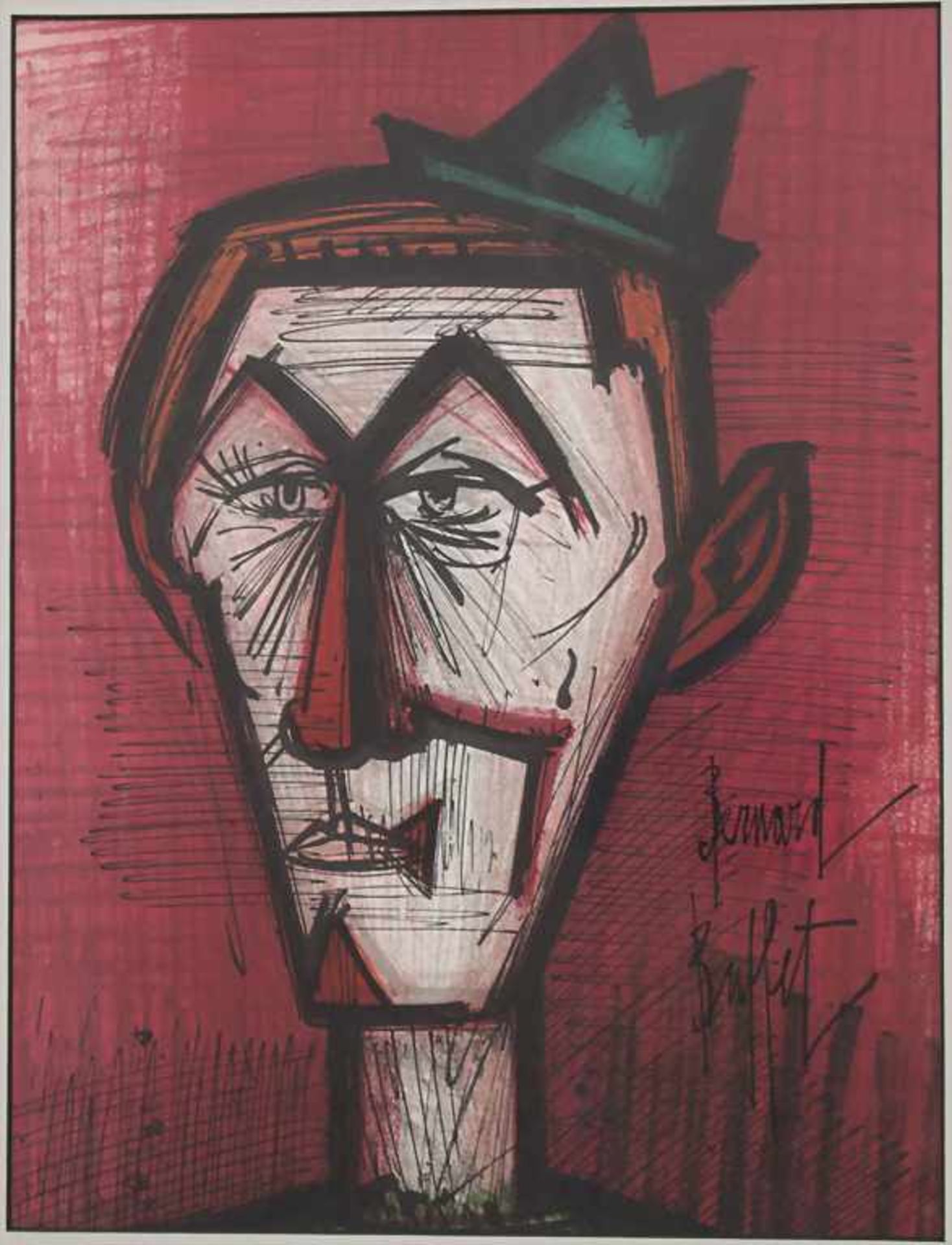 Bernard Buffet (1928-1999), 'The Clown'Technik: Farblithografie, gerahmt, hinter Glas, hinter