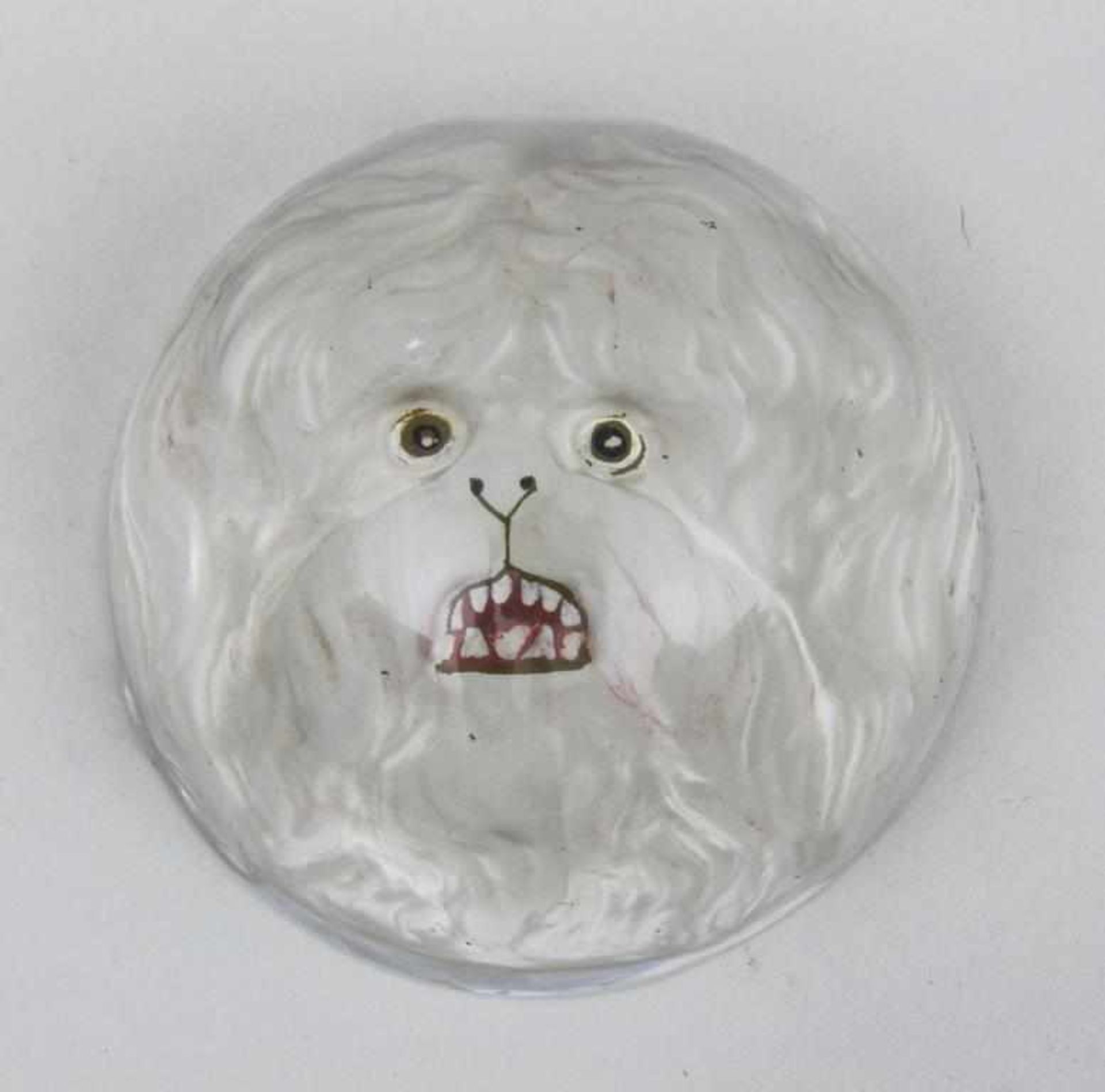 Briefbeschwerer mit Hundekopf/ Paperweight With A Dog's Head, Frankreich, Ende 19. Jh.halbrunder