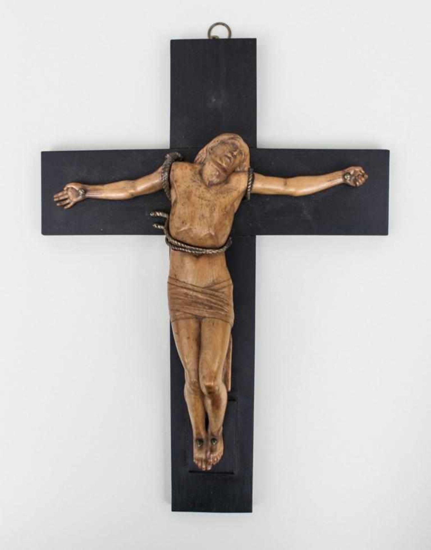 Leidender Christus am Kreuz/Crucifix, Frankreich, um 1920/1930Art Déco-Schnitzerei des sterbenden
