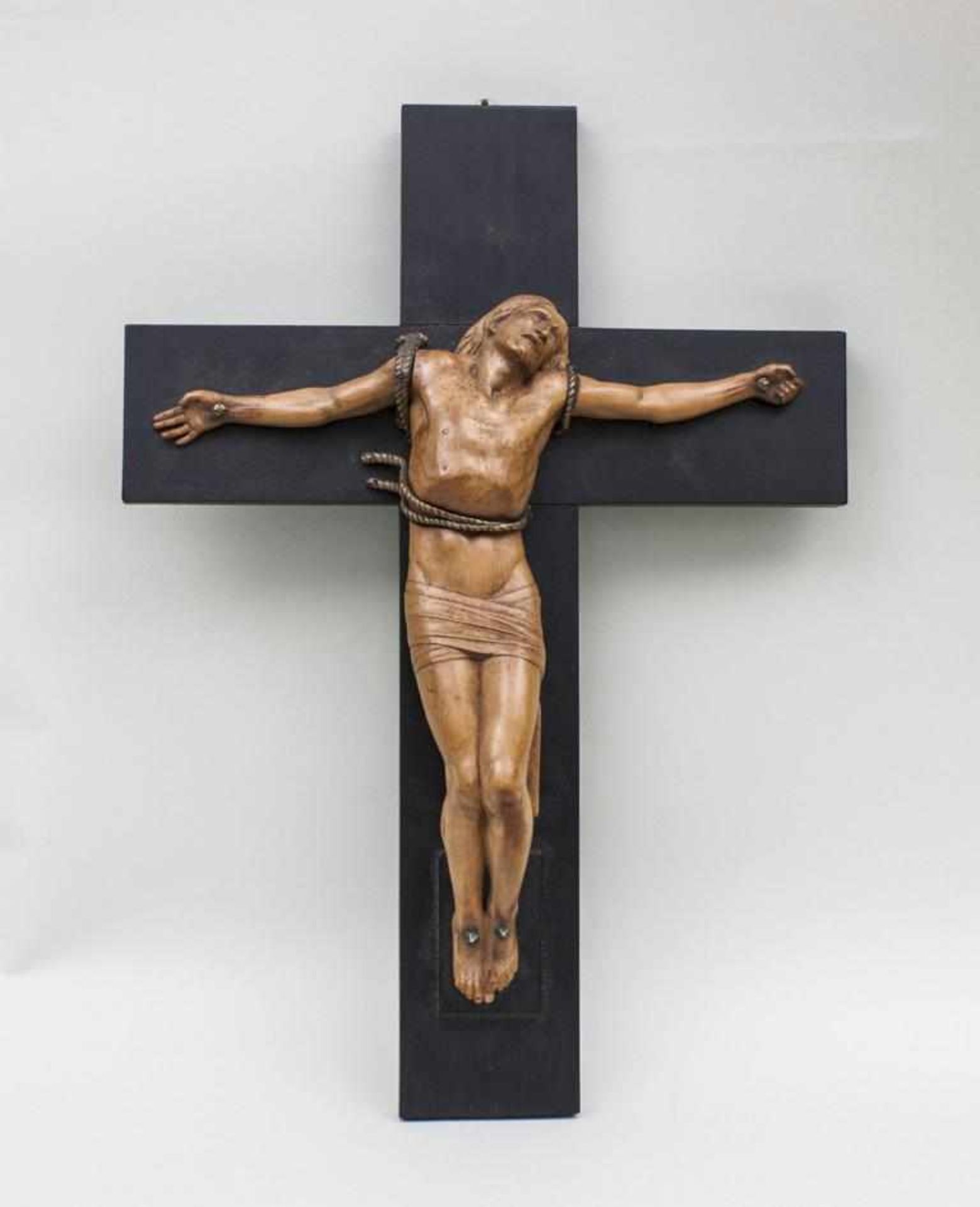 Leidender Christus am Kreuz/Crucifix, Frankreich, um 1920/1930Art Déco-Schnitzerei des sterbenden - Image 2 of 2
