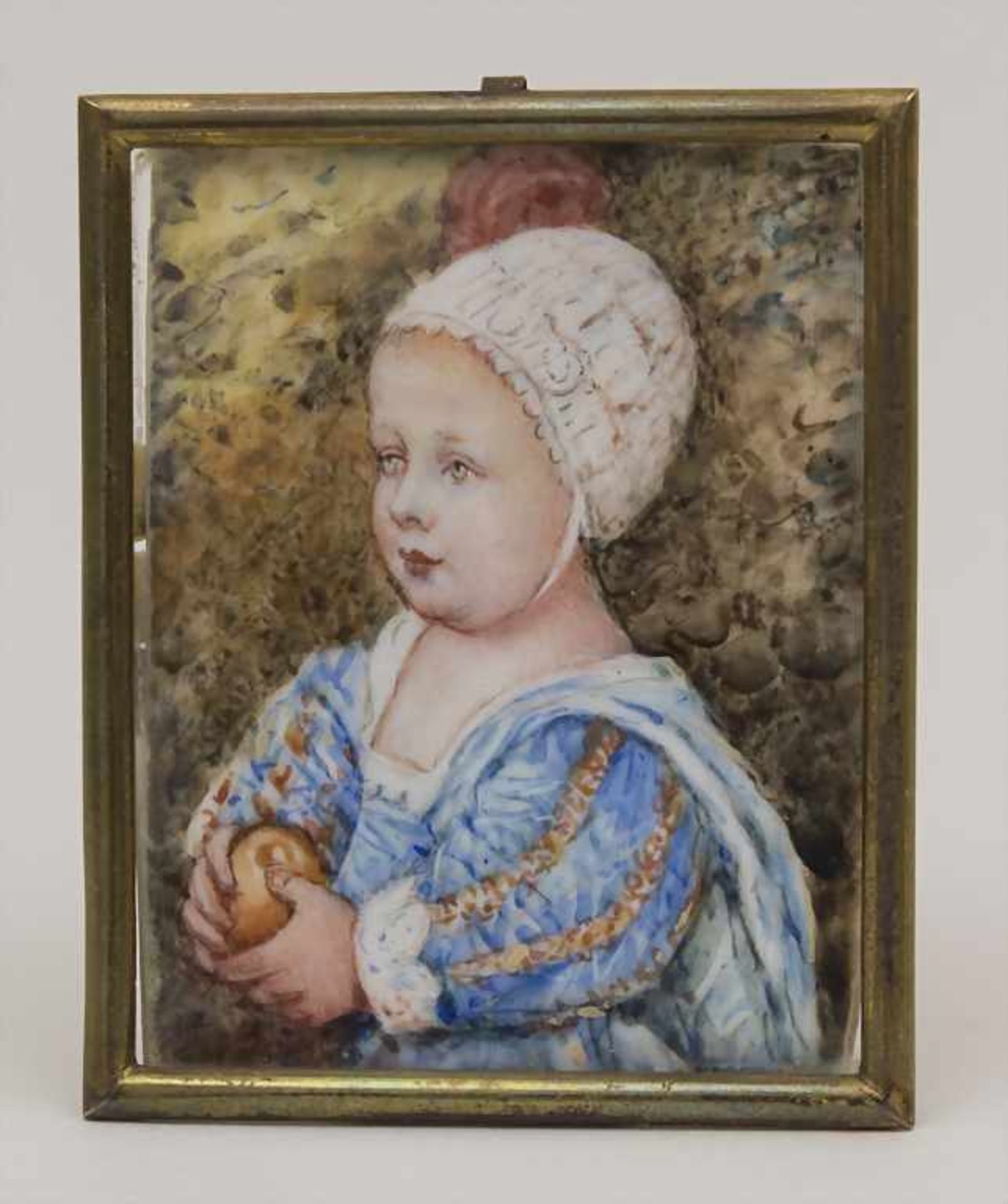 Elfenbein Miniatur-Porträt der Prinzessin Henrietta Anne, Tochter Charles I von England / An ivory - Bild 2 aus 3