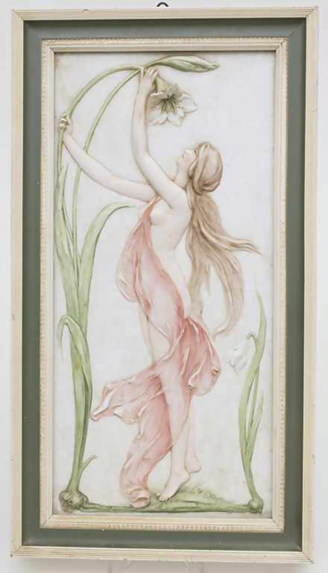 Jugendstil Bildreliefplatte / An Art Nouveau bisquit relief picture, wohl Karl Ens, Volkstedt, um