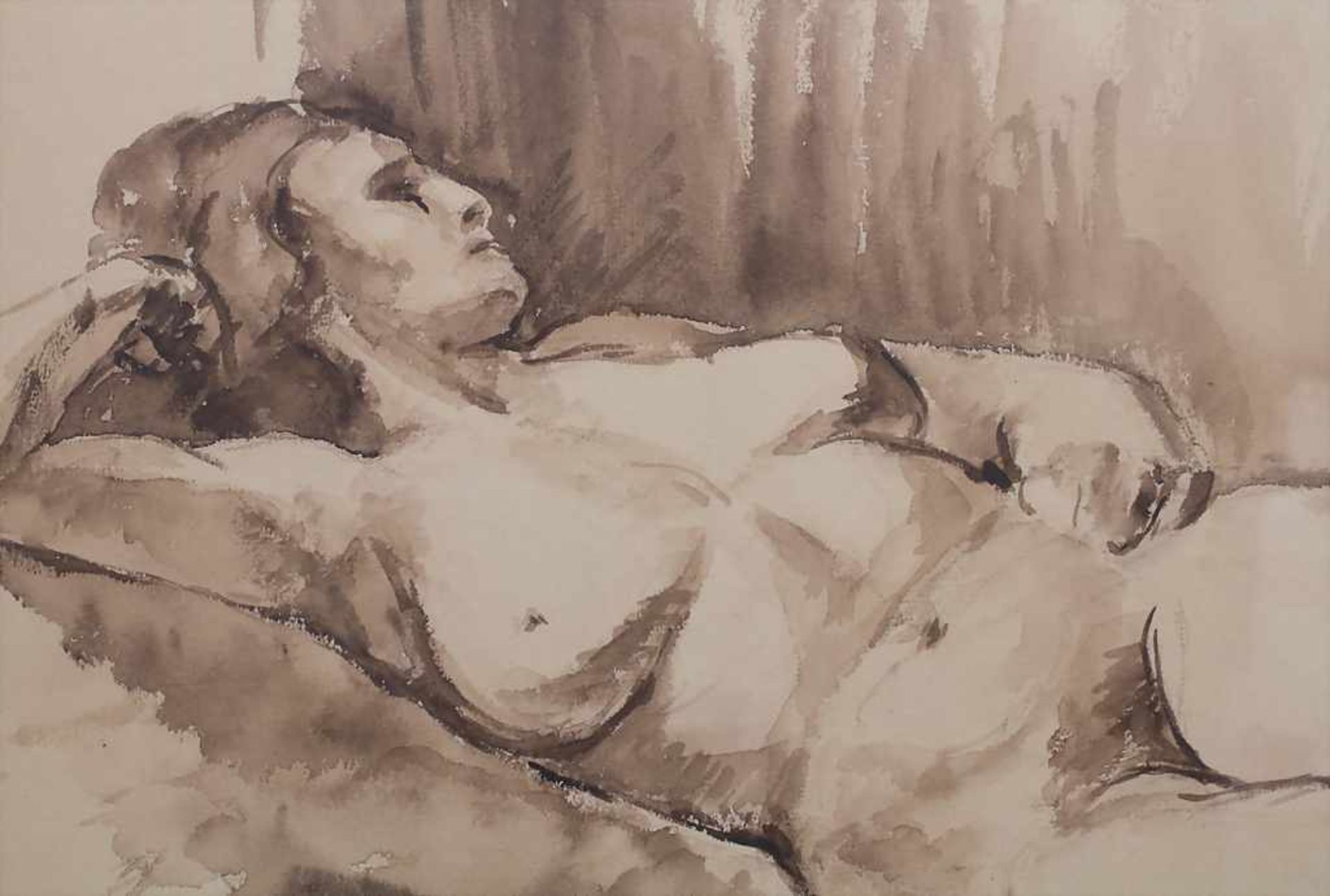 Carl Fischer (1887-1962), 'Weiblicher Akt' / 'A female nude'Technik: Aquarell auf Ingres, gerahmt, - Image 3 of 5