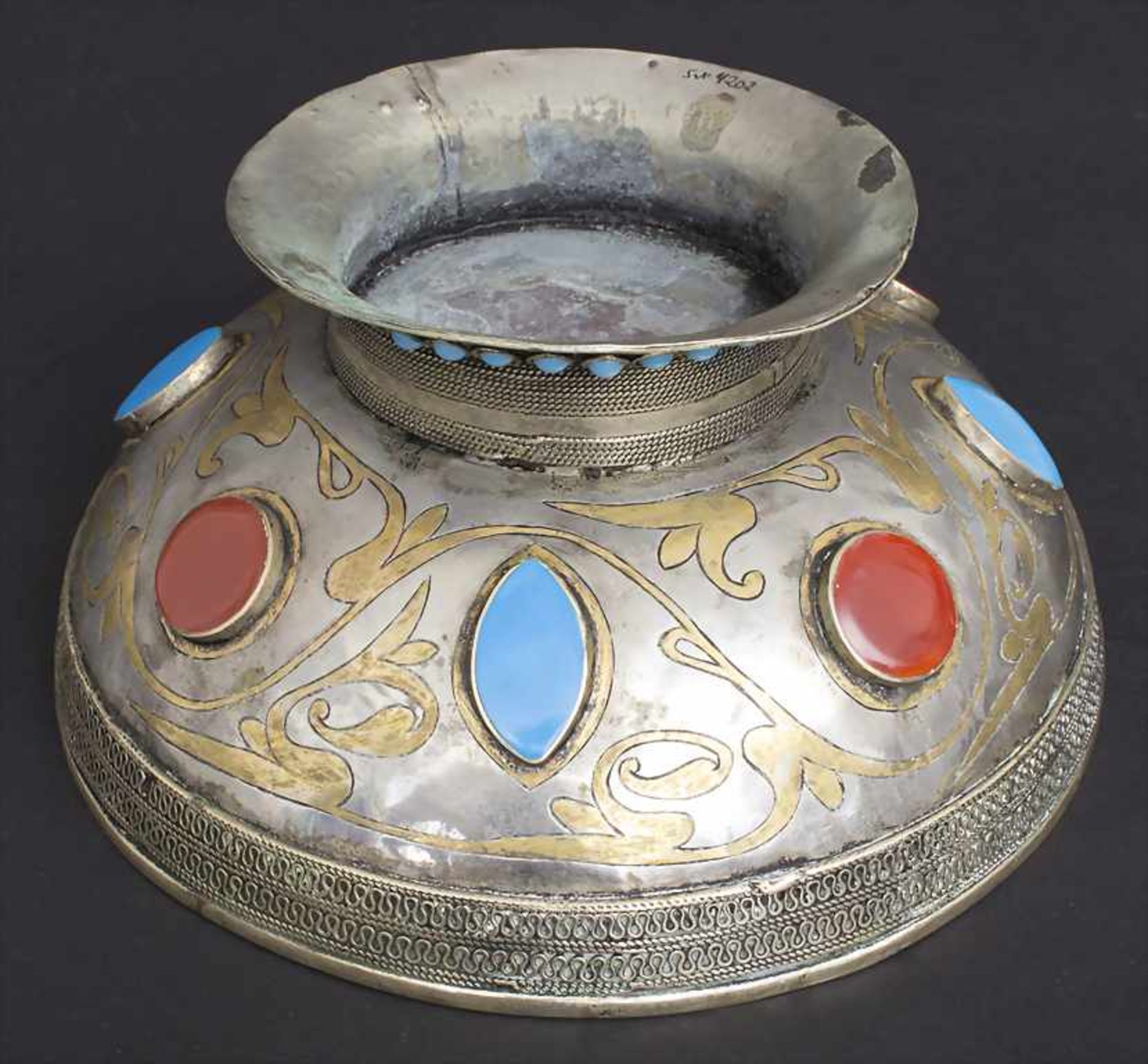 Anbietschale / A bowl, Orient, um 1900Material: Kupfer, versilbert, verzinnt, Ornamentik - Image 2 of 4
