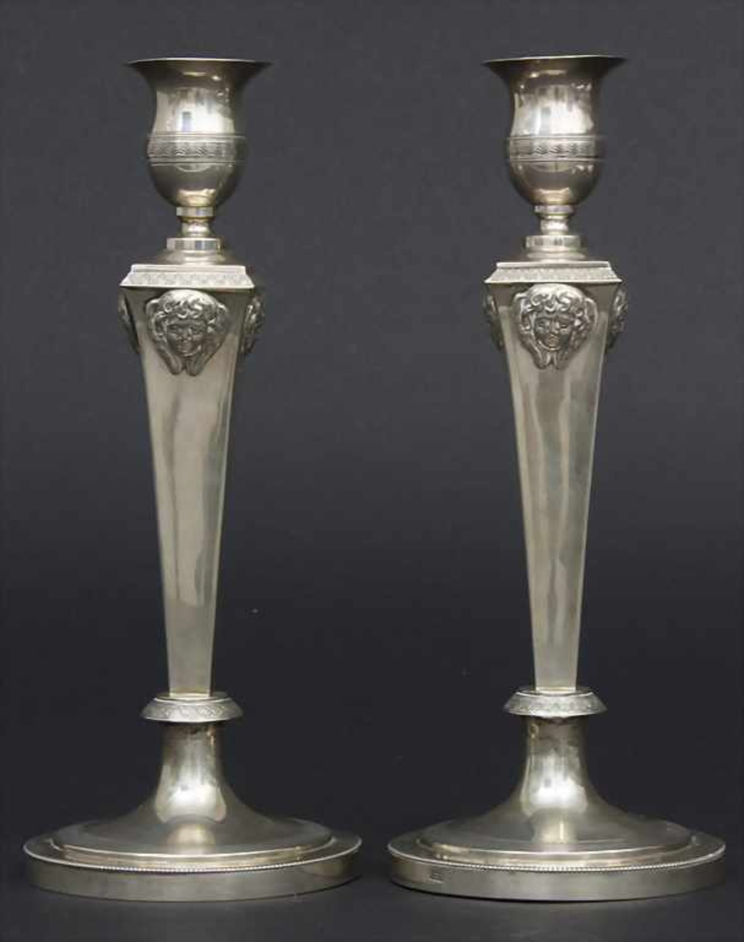 Paar Empire Kerzenleuchter / A pair of candlesticks, Carl Gottlob Schrödel, Dresden, 1818Material: - Bild 2 aus 8