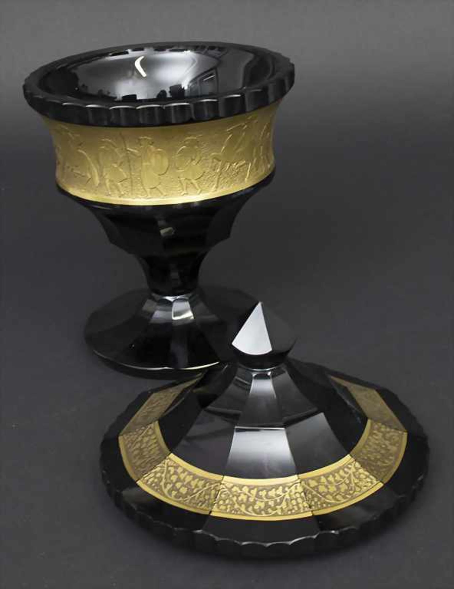 Art Déco Deckelpokal / A glass cup, Ludwig Moser Söhne, Karlsbad, um 1925Material: - Bild 2 aus 4