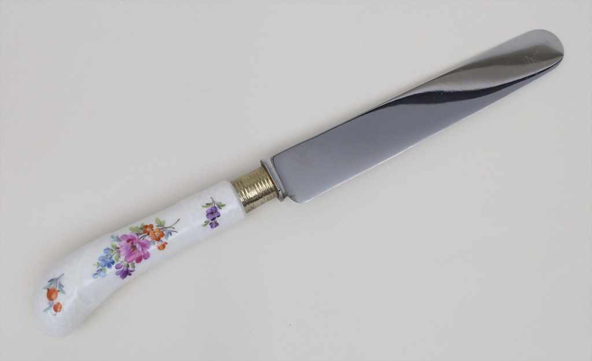Messer mit Porzellangriff / A knife with porcelain handle, deutsch, Ende 19. JhMaterial: - Bild 2 aus 2