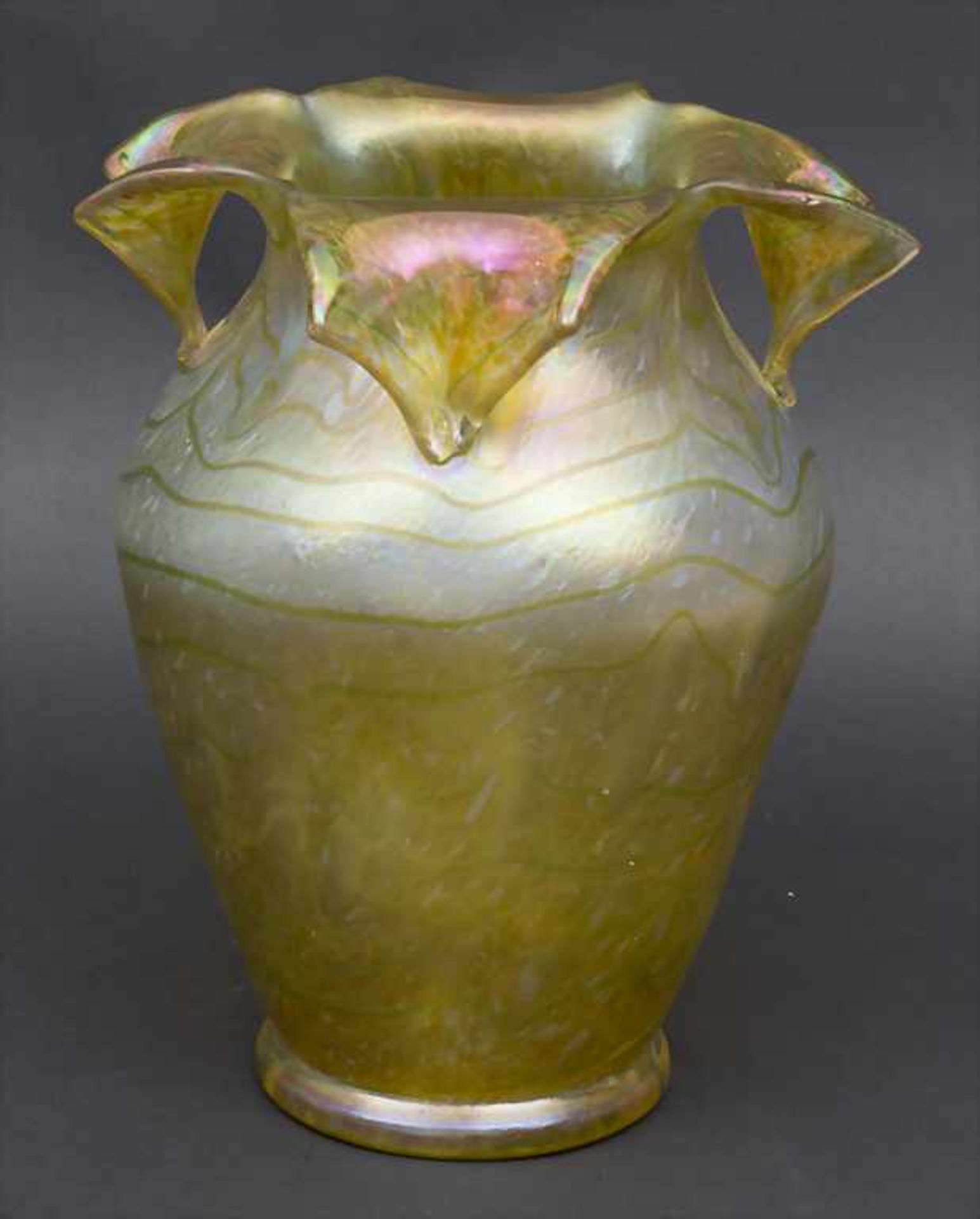 Jugendstil Vase / An Art Nouveau vase, Johann Lötz Witwe, Klostermühle, um 1900Material: farbloses - Bild 2 aus 4