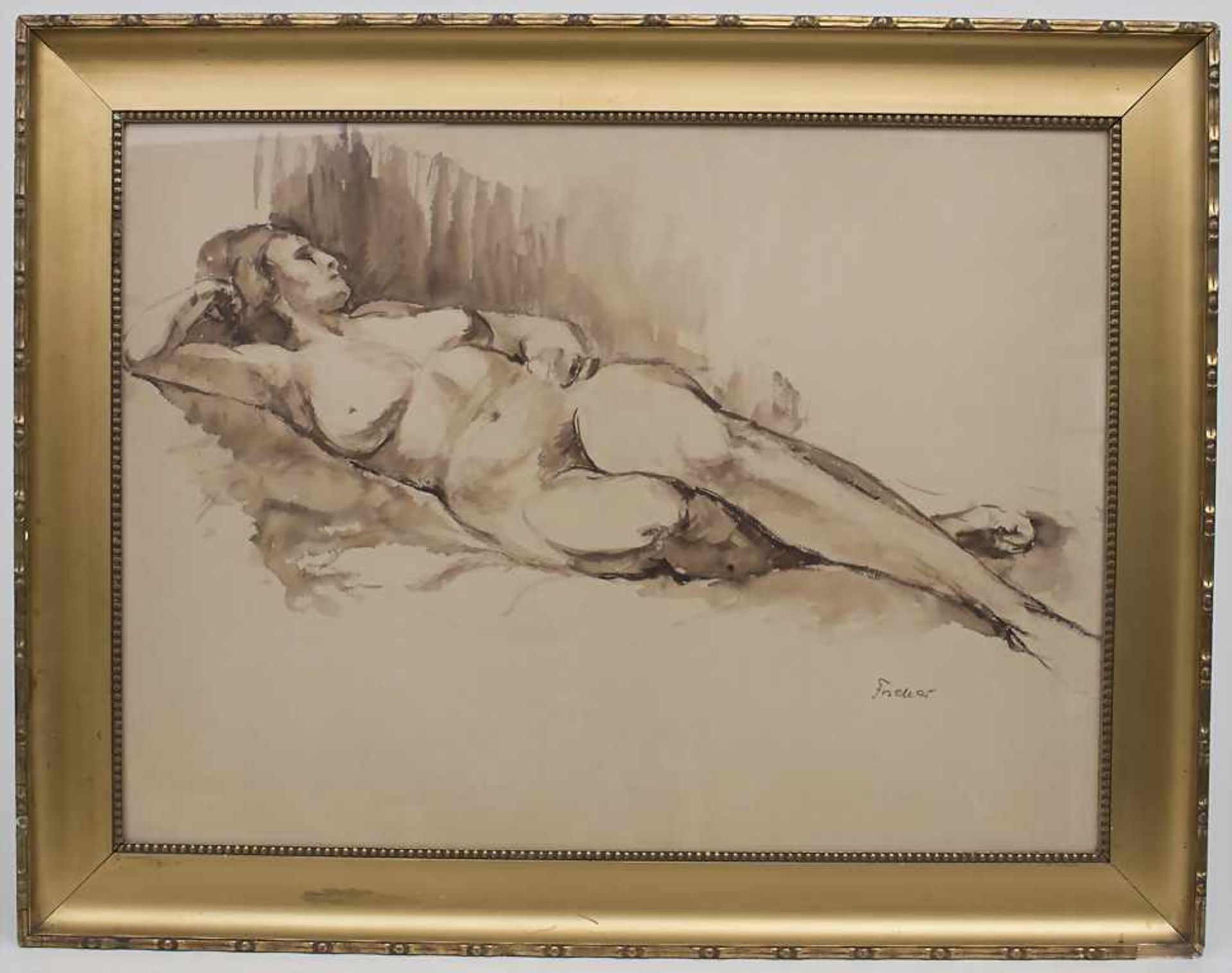 Carl Fischer (1887-1962), 'Weiblicher Akt' / 'A female nude'Technik: Aquarell auf Ingres, gerahmt, - Image 2 of 5