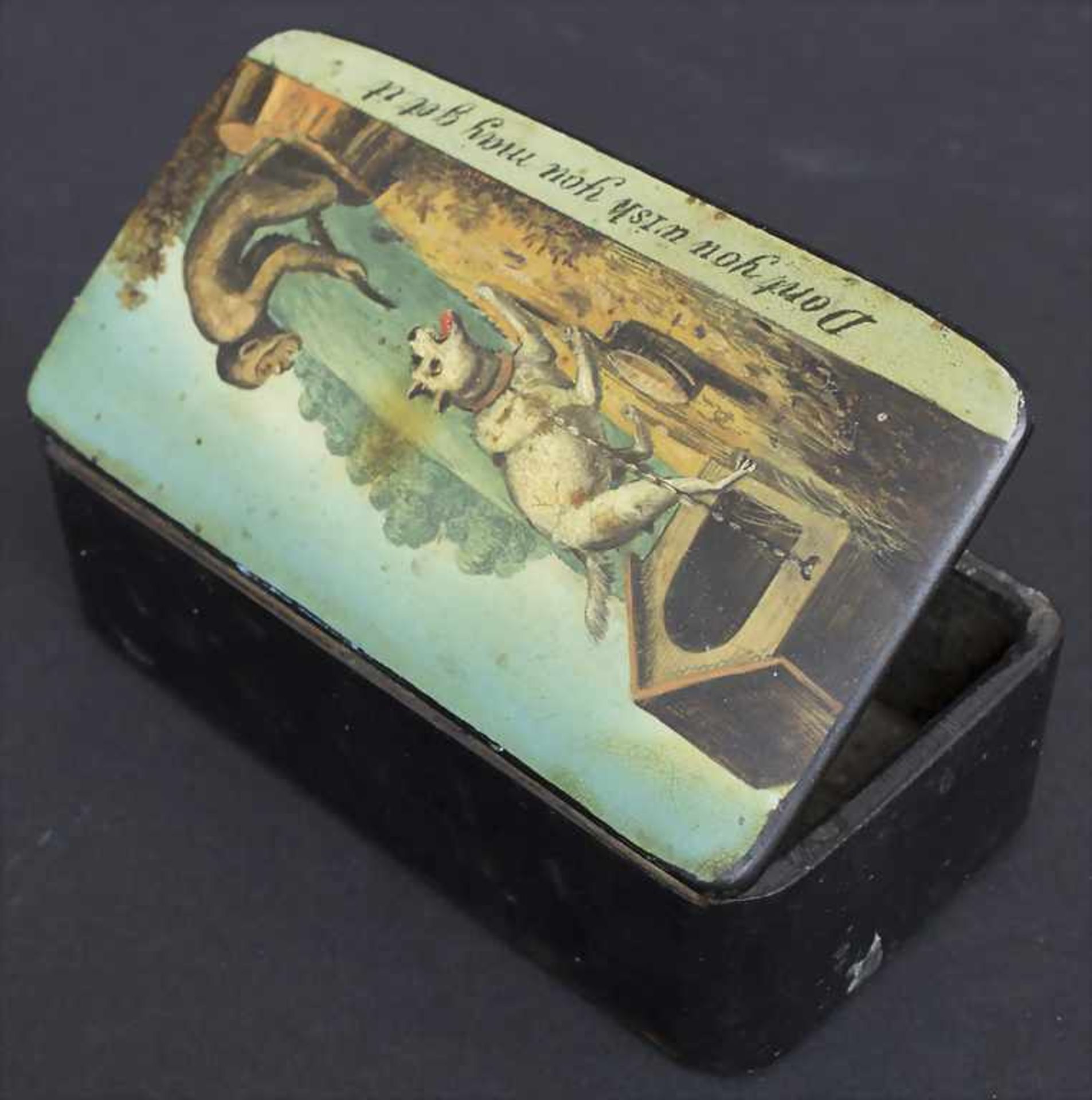 Schnupftabakdose / Tabatiere/ A snuff box, England, 19. Jh.Material: schwarz lackierte - Bild 2 aus 5