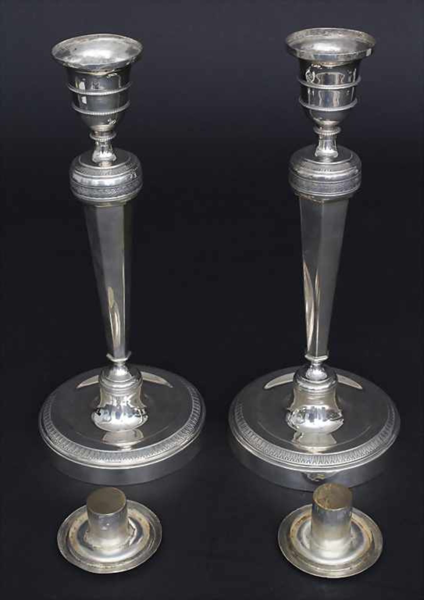Paar Empire Kerzenleuchter / A pair of Empire candlesticks, Francois Drion, Lüttich / Liege, um - Bild 2 aus 5