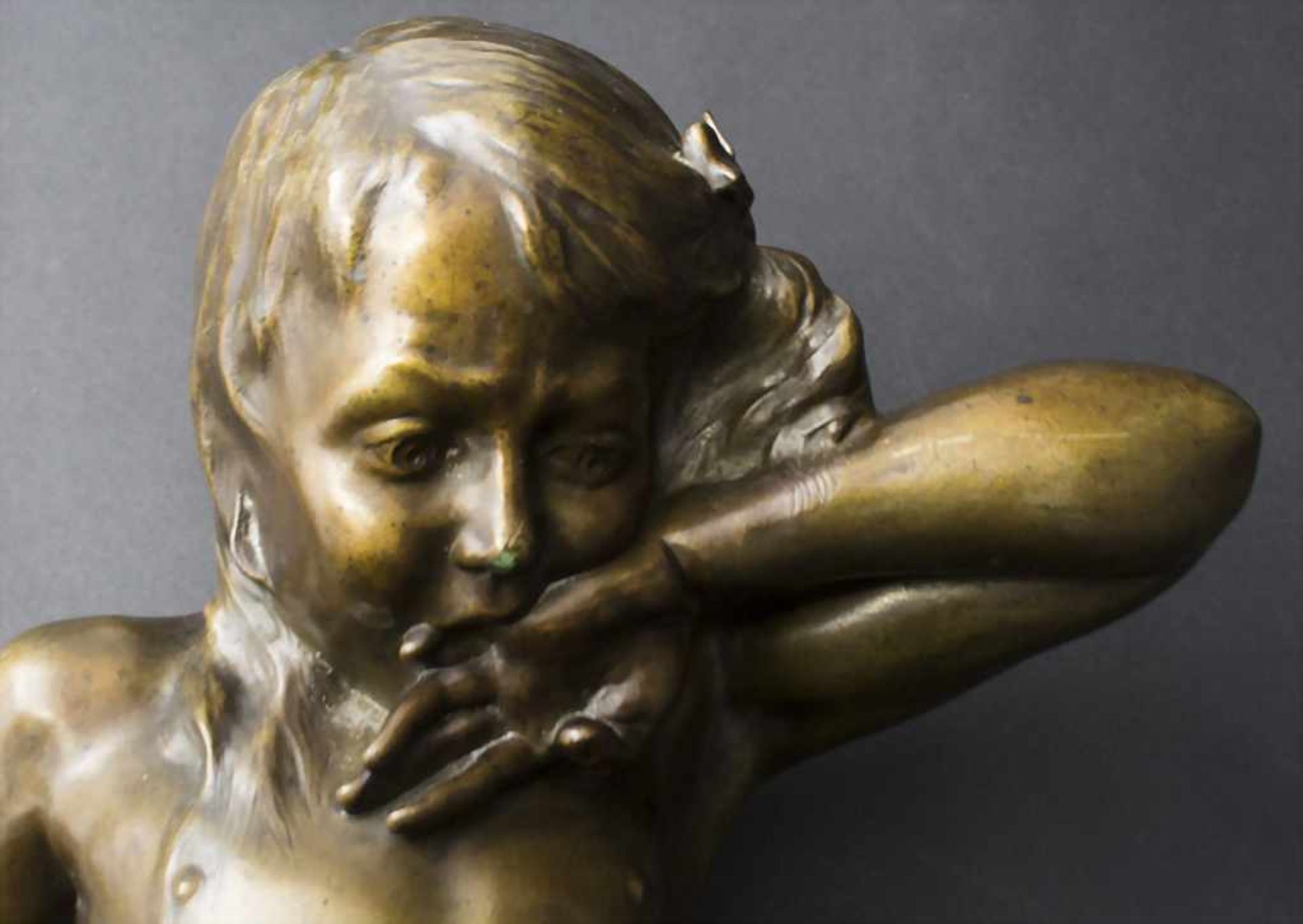 Jugendstil Bronze Skulptur 'Der Schmerz' / An Art Nouveau bronze sculpture 'The pain', Alix Marquet, - Image 6 of 6