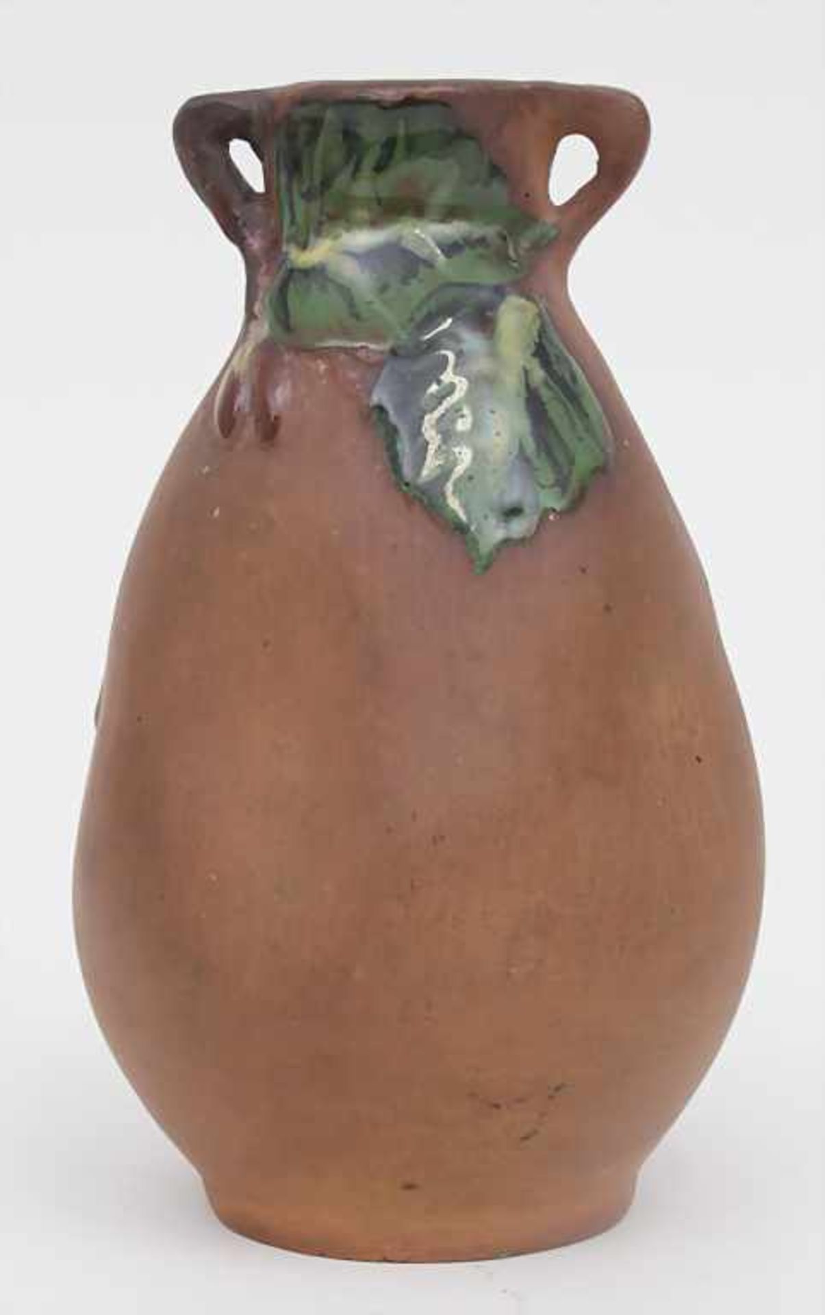 Jugendstil Henkelvase mit Haselnuss / An Art Nouveau vase with handles and hazelnut, Montières, - Bild 2 aus 4