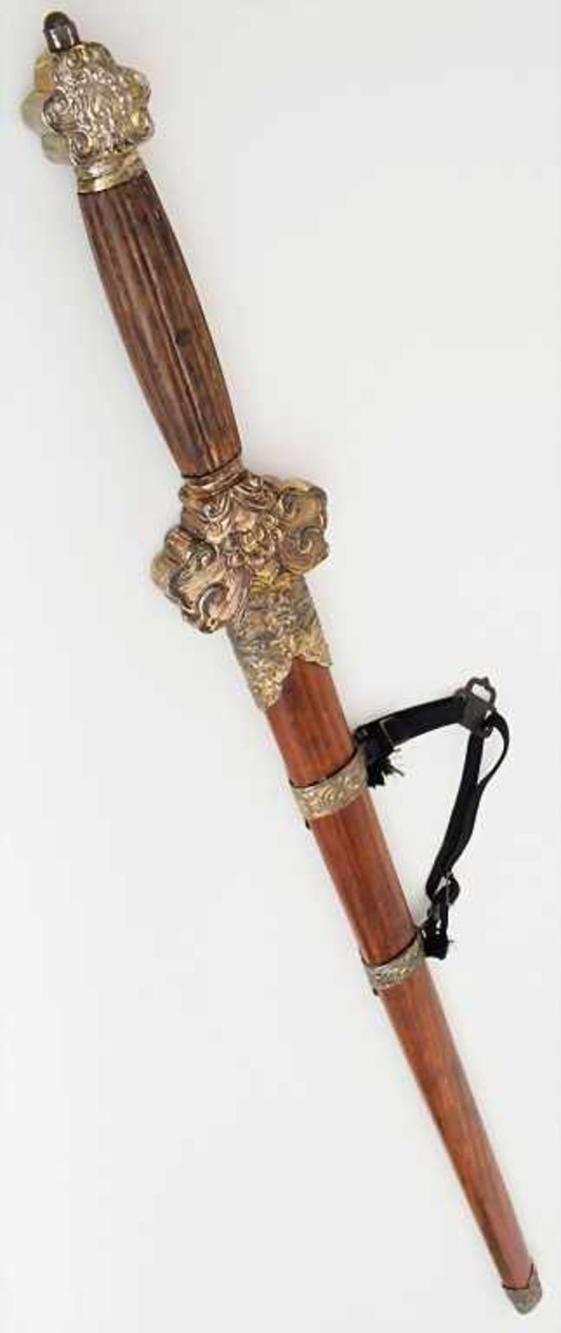 Prunkschwert / A pomp sword, China, 19. Jh.Material: Zweischneidige Damastklinge, Griff und - Bild 2 aus 5