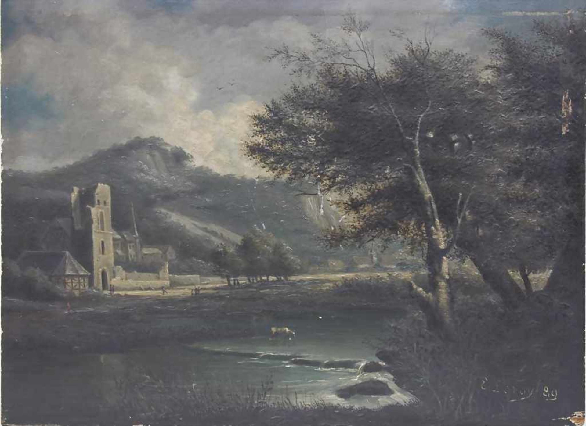 Landschaft mit Ruine/Landscape With Ruins, Étienne Leroy (Paris 1828-?)Öl/Holz. Feine