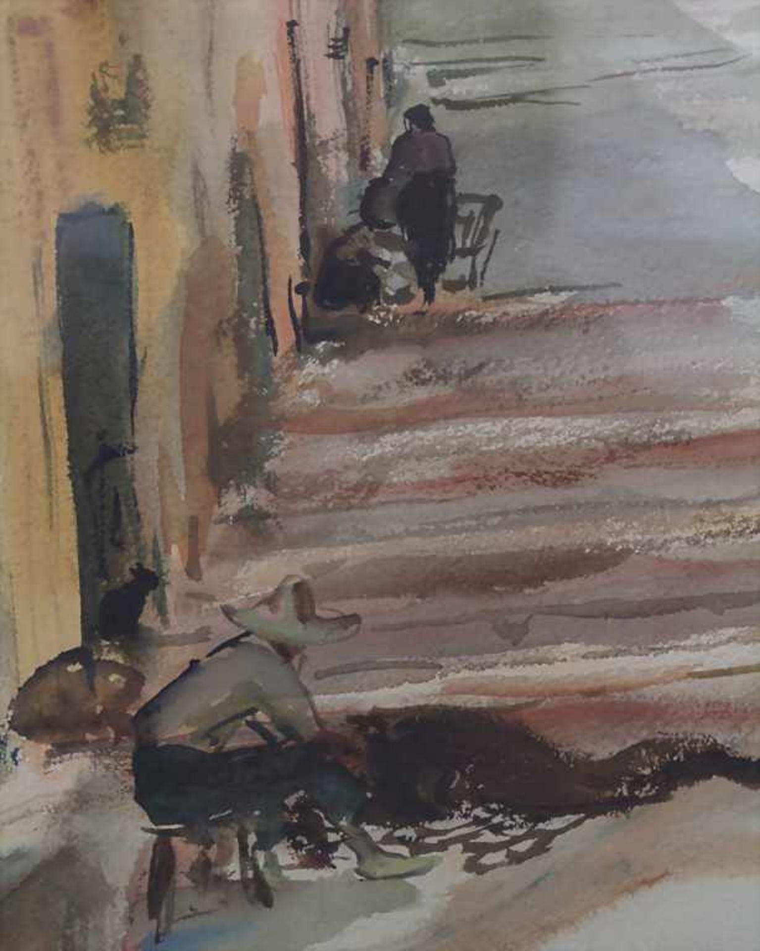 Otto Dill (1884-1957), 'Gasse auf Mallorca' / 'An alley on Majorca'Technik: Aquarell auf Papier, - Bild 4 aus 5