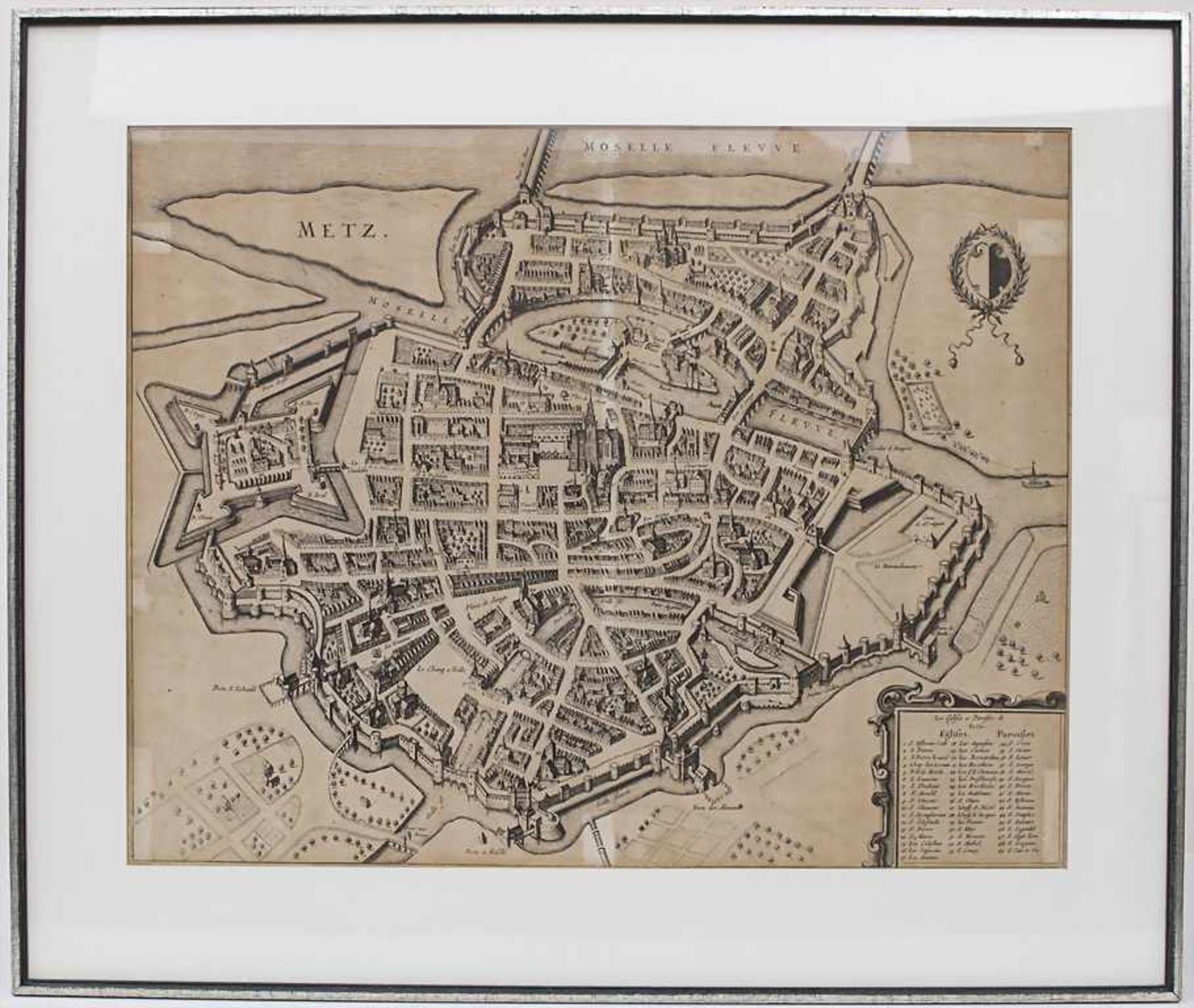 Nach Mathäus Merian (1593-1650), 'Historischer Plan der Stadt Metz' / 'A historic birds-eye view - Bild 2 aus 3
