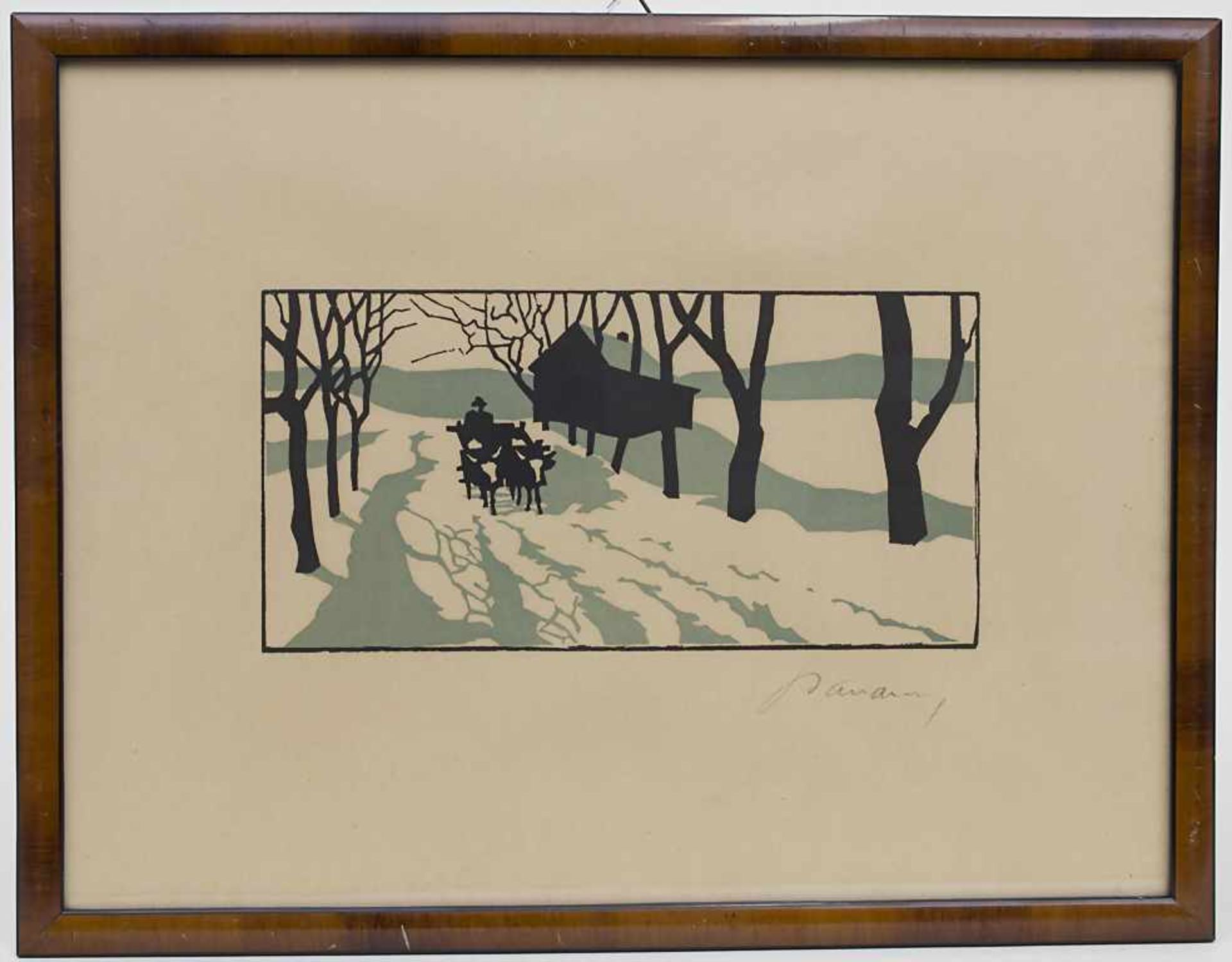 Aemilian Baudnik (1877- c. 1930), 4 Linolschnitte 'Galante Szenen' und 'Landschaften' / A set of 4 - Image 11 of 11