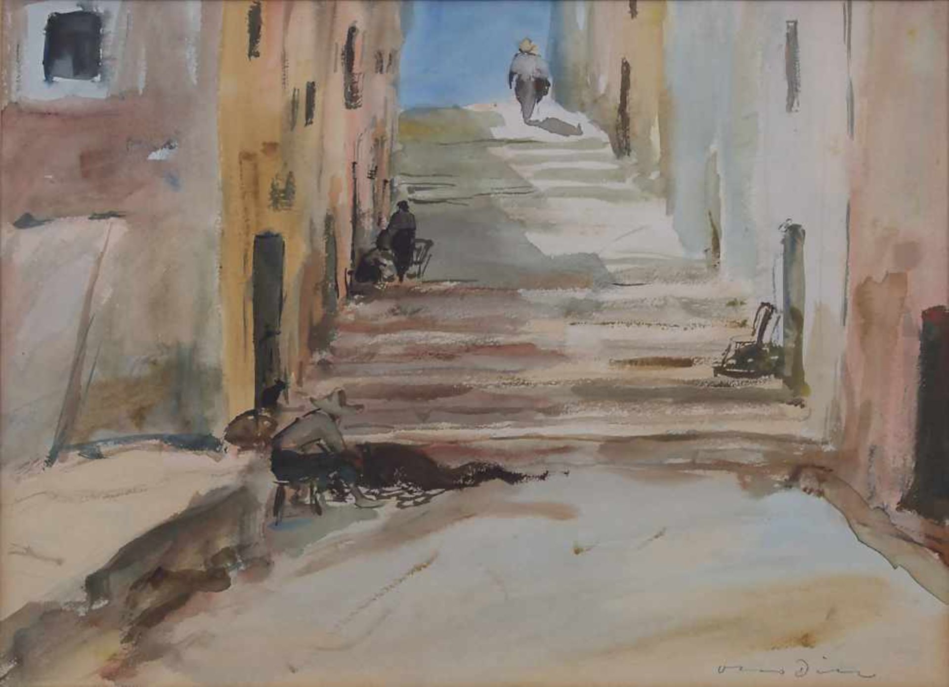 Otto Dill (1884-1957), 'Gasse auf Mallorca' / 'An alley on Majorca'Technik: Aquarell auf Papier,