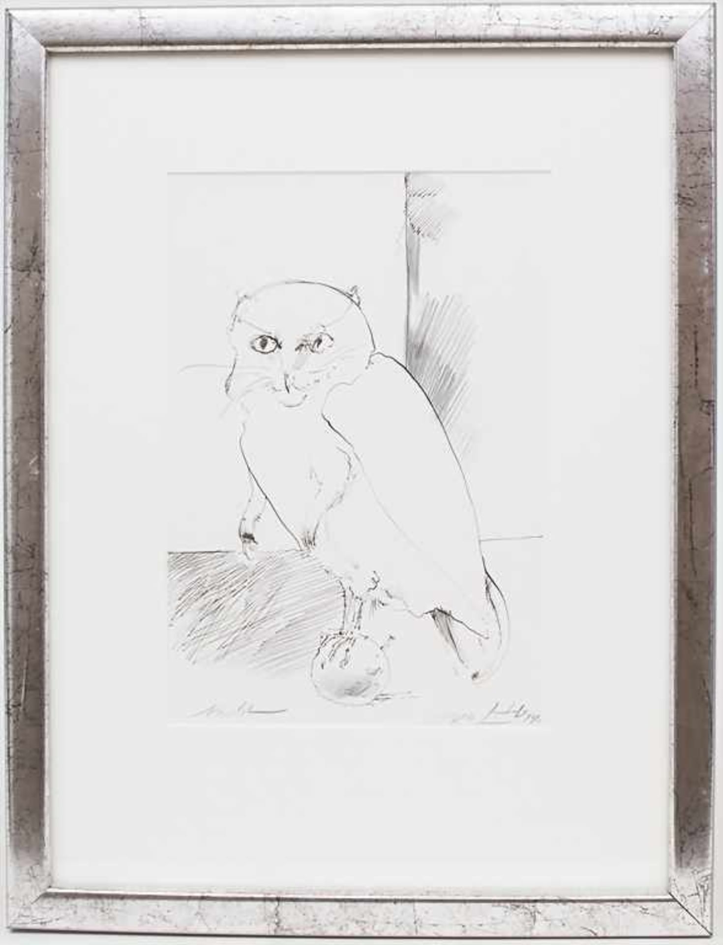 Werner Holz (1948-1991), 'Eule' / 'An owl'Technik: Tusche / Bleistift auf Papier, gerahmt, hinter - Image 2 of 4