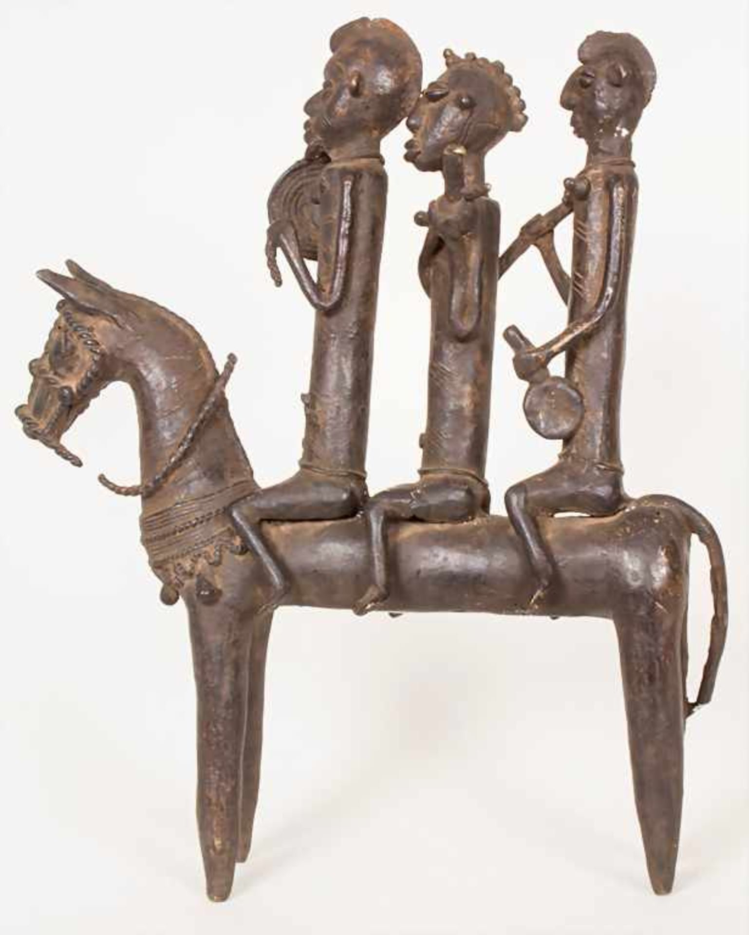 Reiterfigur, Kotoko, Tschad, 2. Hälfte 20. Jh.Material: Bronze, braun patiniert,Höhe: 45,5 cm,