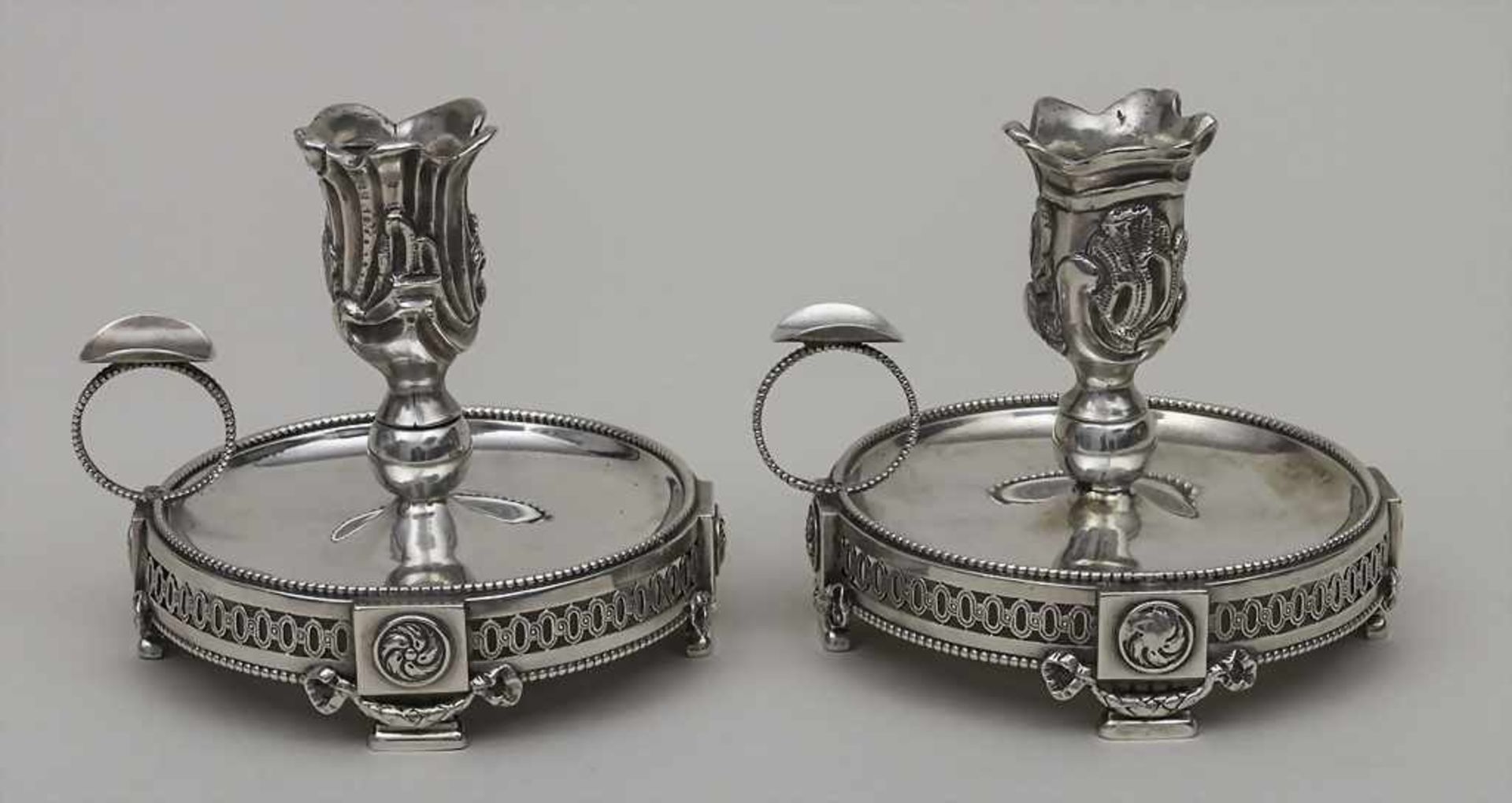 Paar Handleuchter / A pair of silver candlesticks, Wien/Vienna, um 1925Material: Silber 800, - Bild 2 aus 4