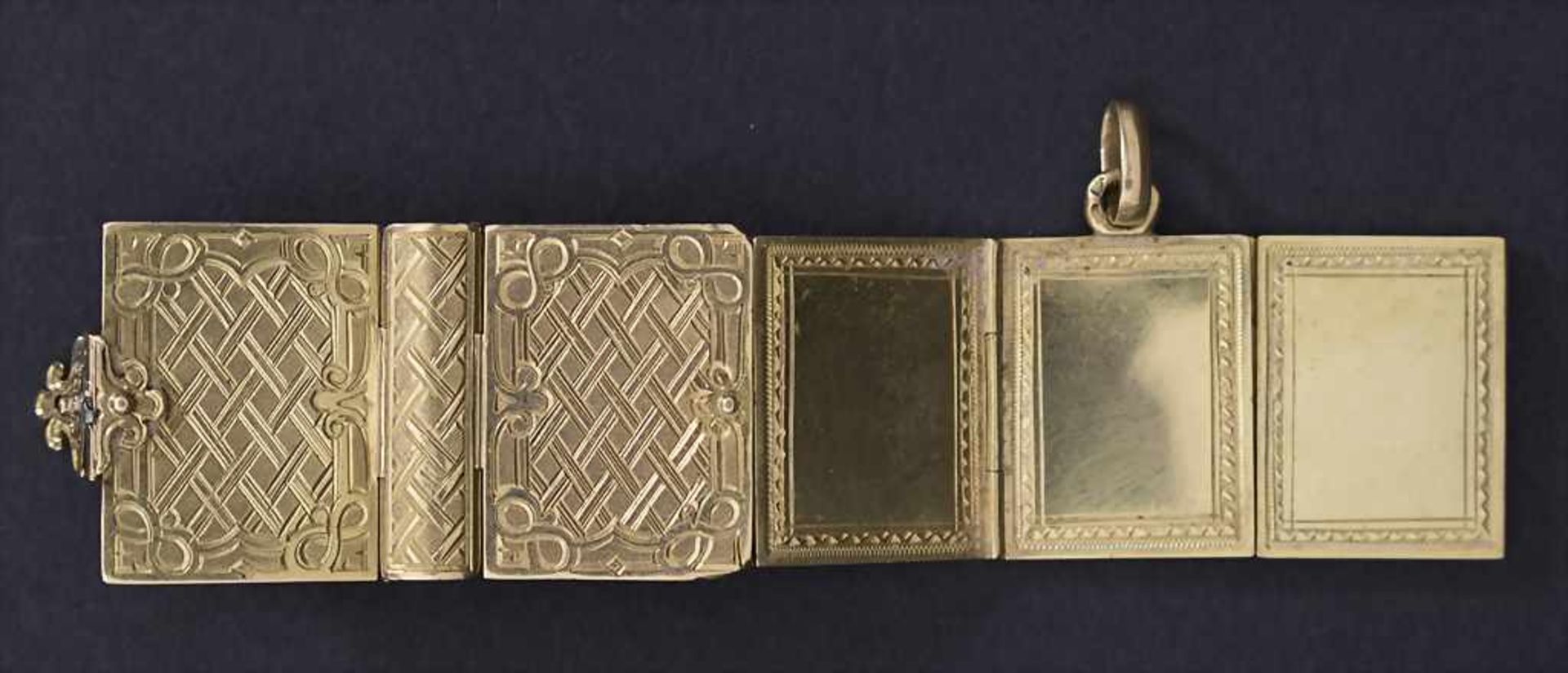 Anhänger in Buchform / A book as gold pendant, Frankreich, 19. Jh.Punzierung: 18 Kt. Gold 750/000, - Image 6 of 7