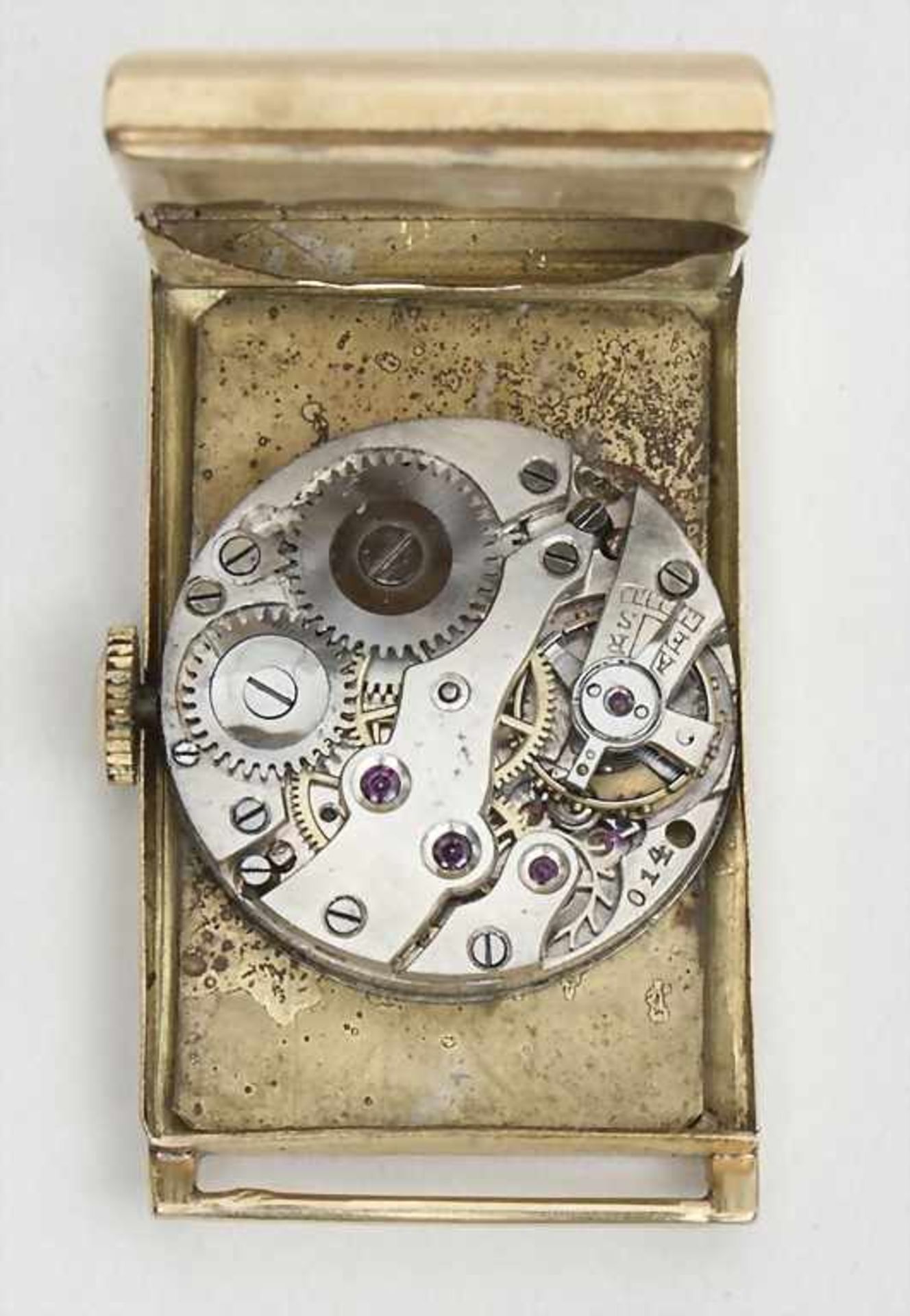 Art Decó Herrenarmbanduhr, Wrist Watch, Swiss, ca. 1925Gehäuse: Gold 18 Kt 750/000 gepunzt, Nr. - Bild 3 aus 3