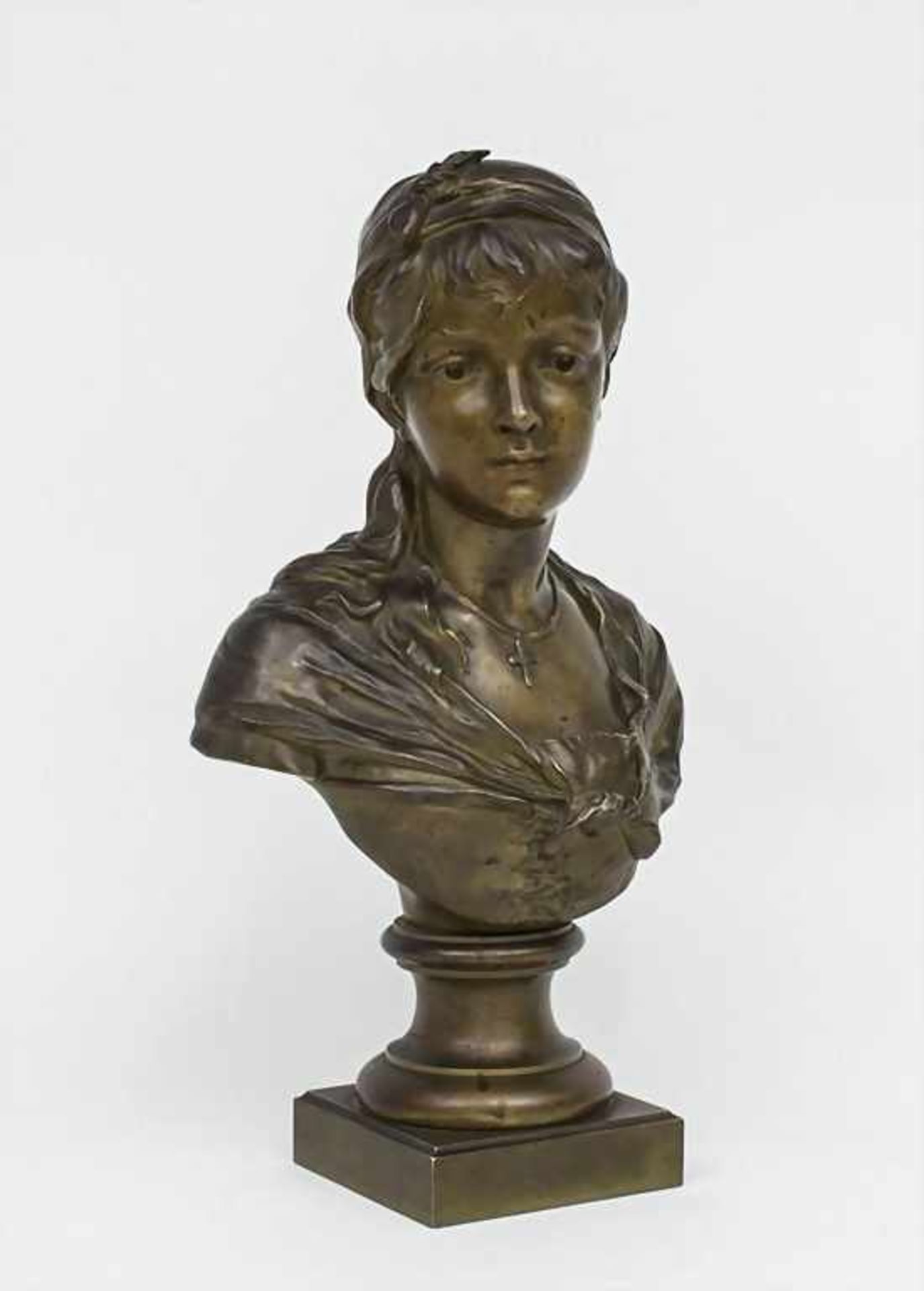 Büste eines nachdenklichen Mädchens / Bust Of A Girl, Louis Émile Cana (1845-c.1895)auf rechteckigem - Image 2 of 4