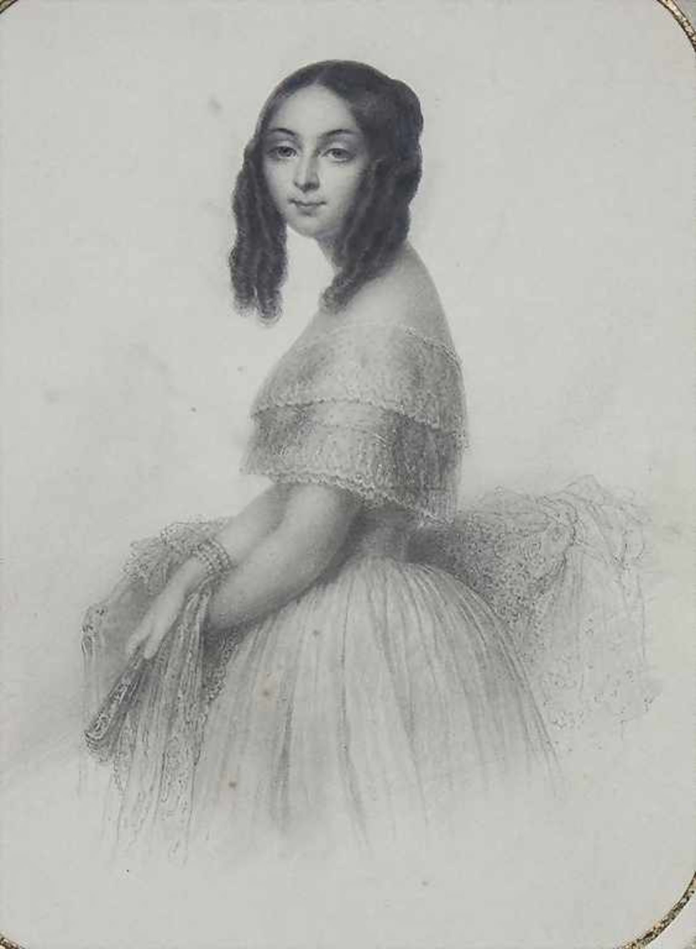Hyppolitez (Hippolyte) Masson, Porträt einer jungen Dame, 1850Blei/Papier. Feine Zeichnung einer