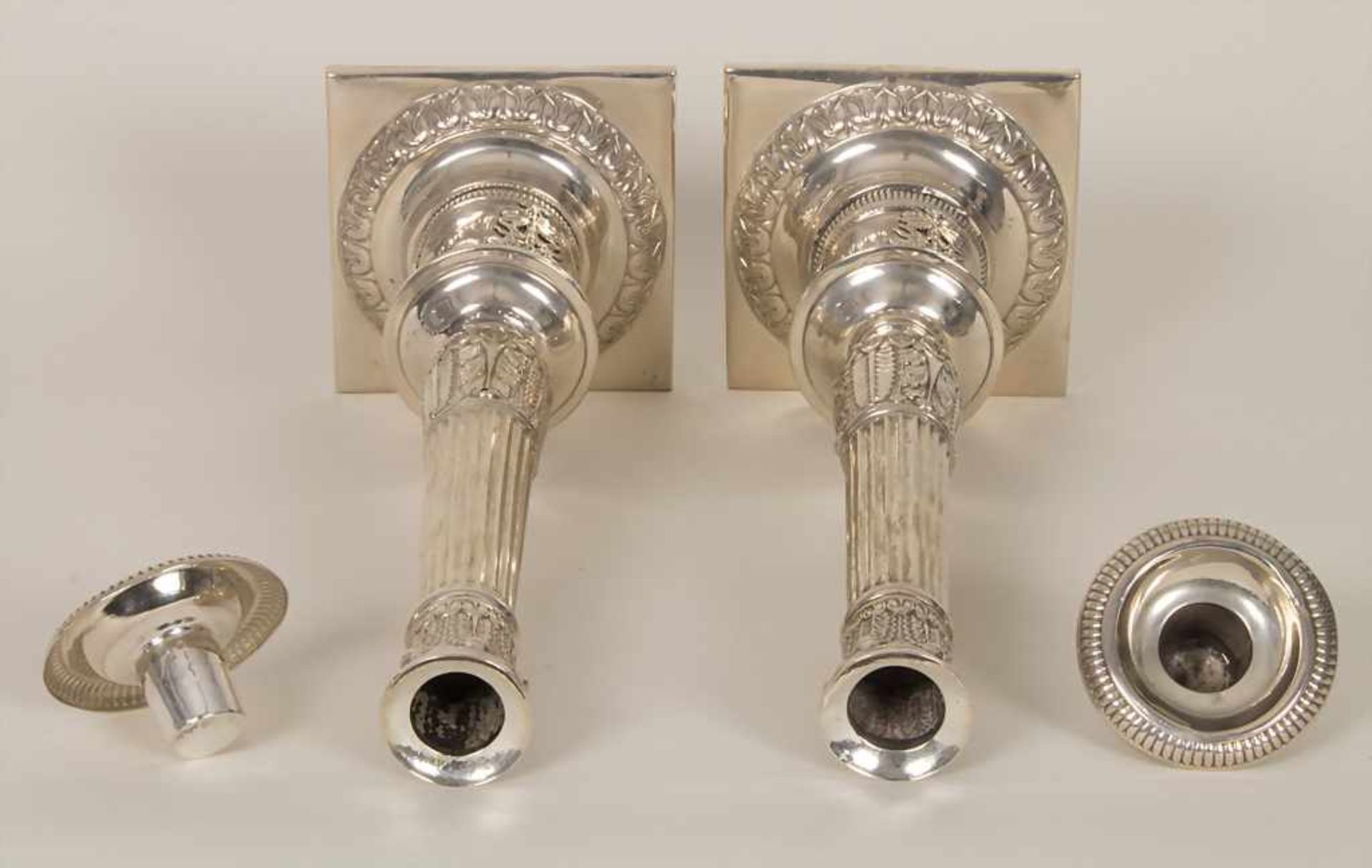 Paar Empire Kerzenleuchter / A pair of Empire silver candlesticks, Altenburg, um 1810Material: - Image 3 of 5