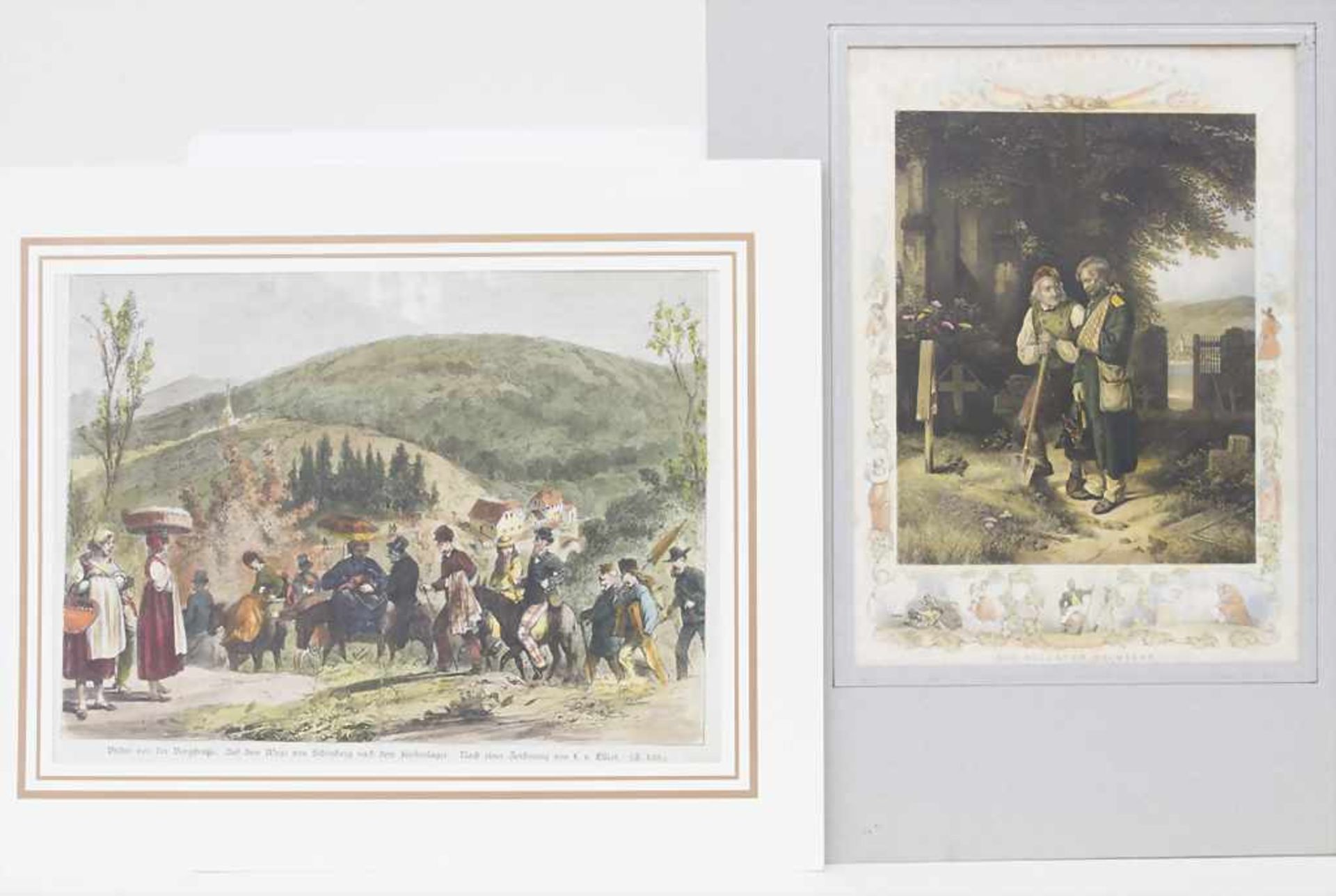 2 kolorierte Kupferstiche / A set of 2 coloured copper etchings, 19. Jh.Bestehend aus: Jacob Becker: