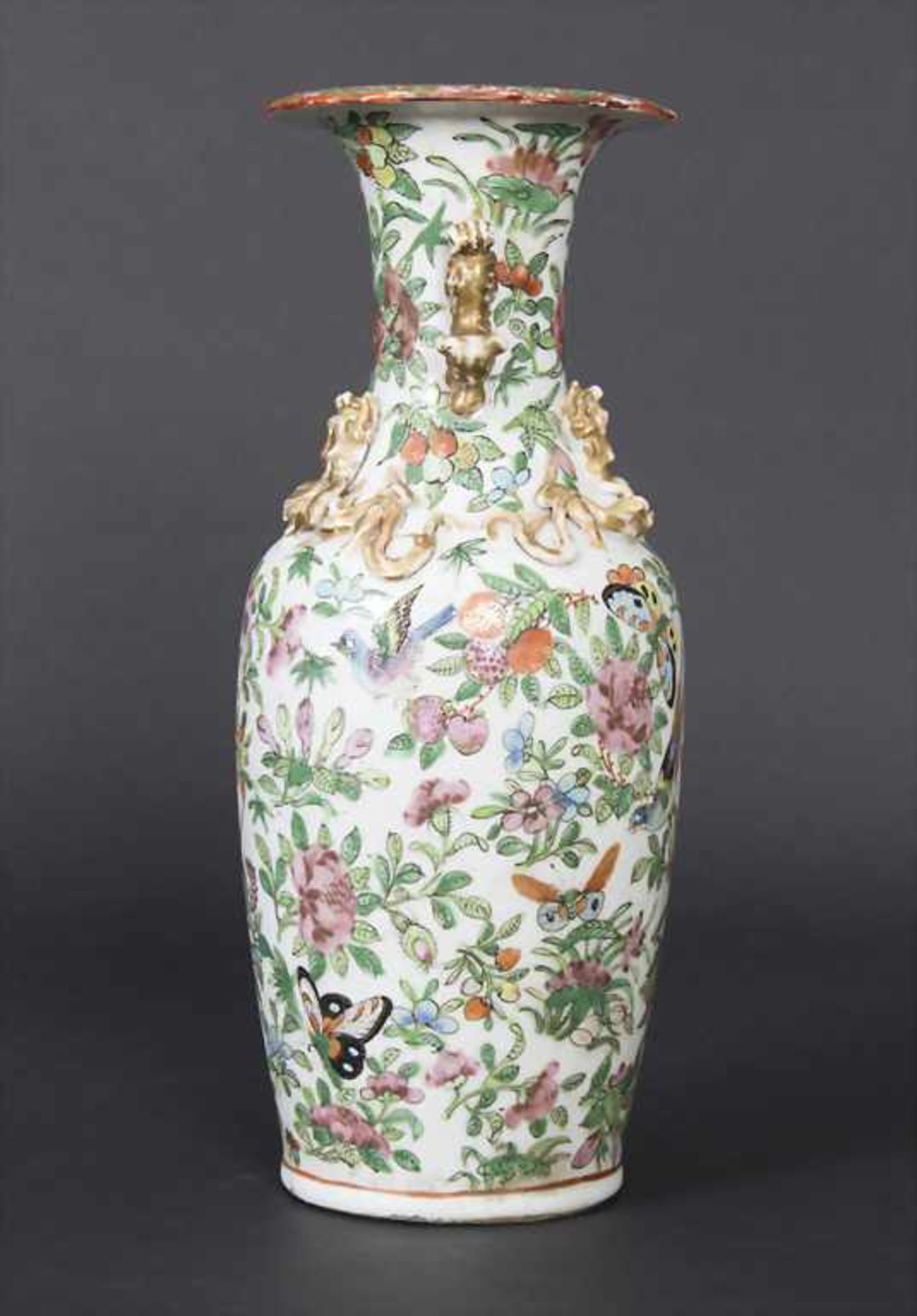 Kantonvase 'Familie Rose Dekor', China um 1900Material: Porzellan polychrome bemalt mit Blüten und - Image 2 of 7
