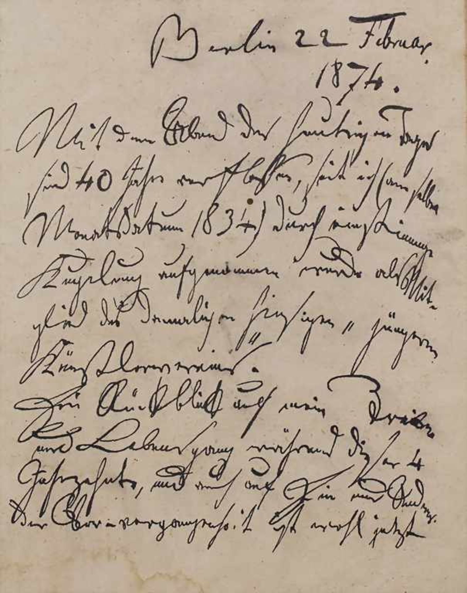 3 Schriftstücke von Adolph Menzel / 3 written documents from Adolph Menzel, Berlin, 1874Technik: 3 - Bild 3 aus 3