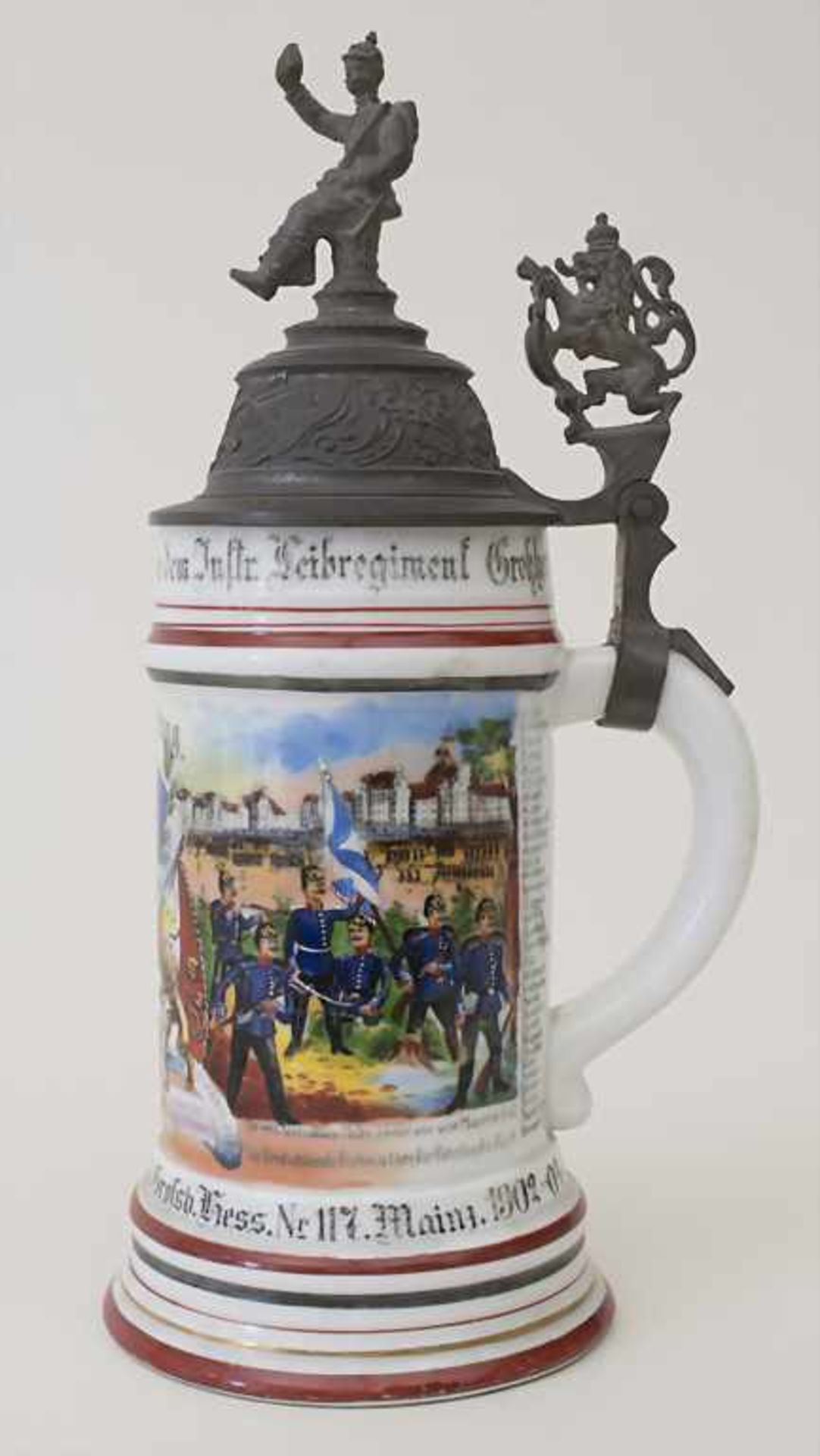 Reservistenkrug / A reservist beer mug, Mainz, Hessen, Pfalz, 1904Einheit: 'Leib Comp. Inft. Regt. - Image 3 of 10