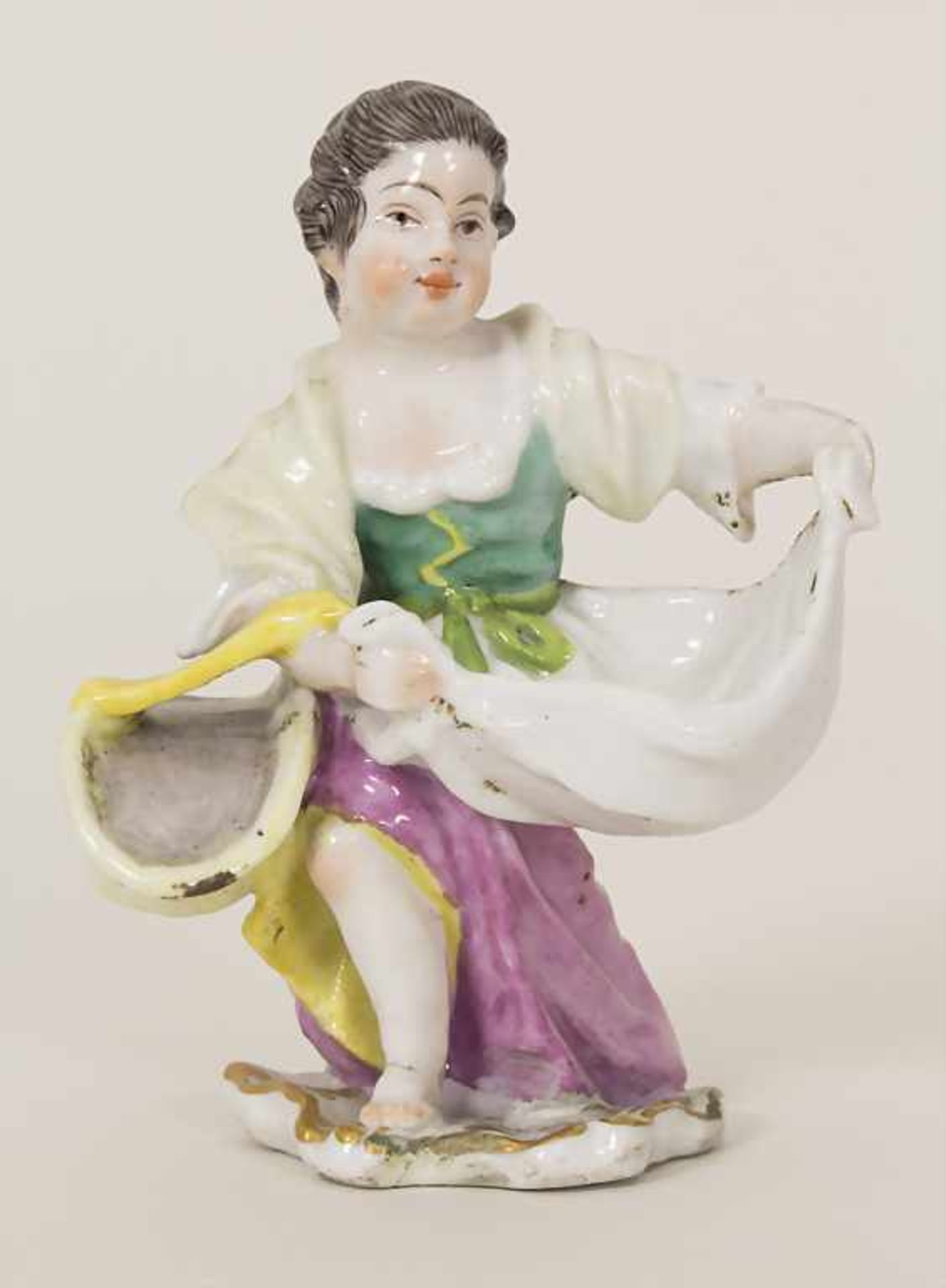 Mädchen mit Schürze und Korb / A figure of a girl depicting a maid, Edmé Samson, Paris, um
