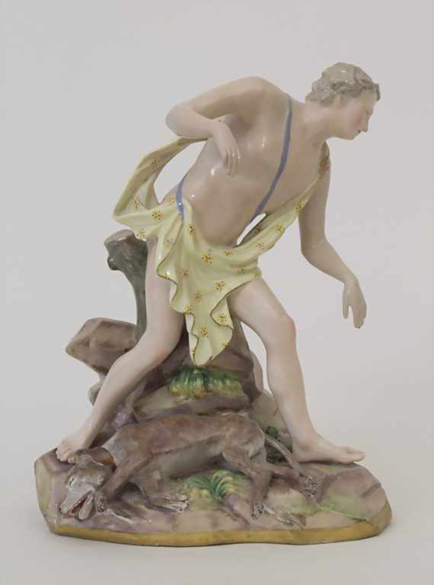 Jüngling mit Jagdhund / A boy with a hunting dog, Meissen, 19. Jh.Material: Porzellan, polychrom