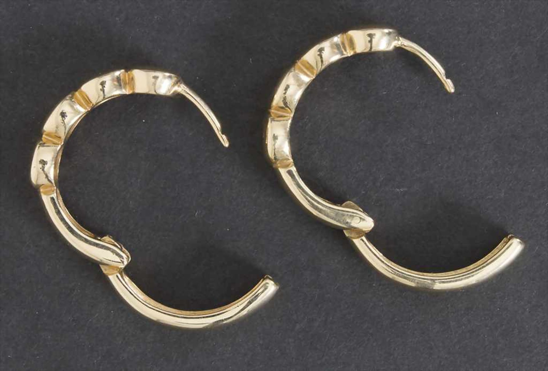 Paar Diamant-Ohrringe Creolen / A pair of diamond earringsMaterial: Gold Au 585/000 14 Kt, 8 - Image 2 of 2