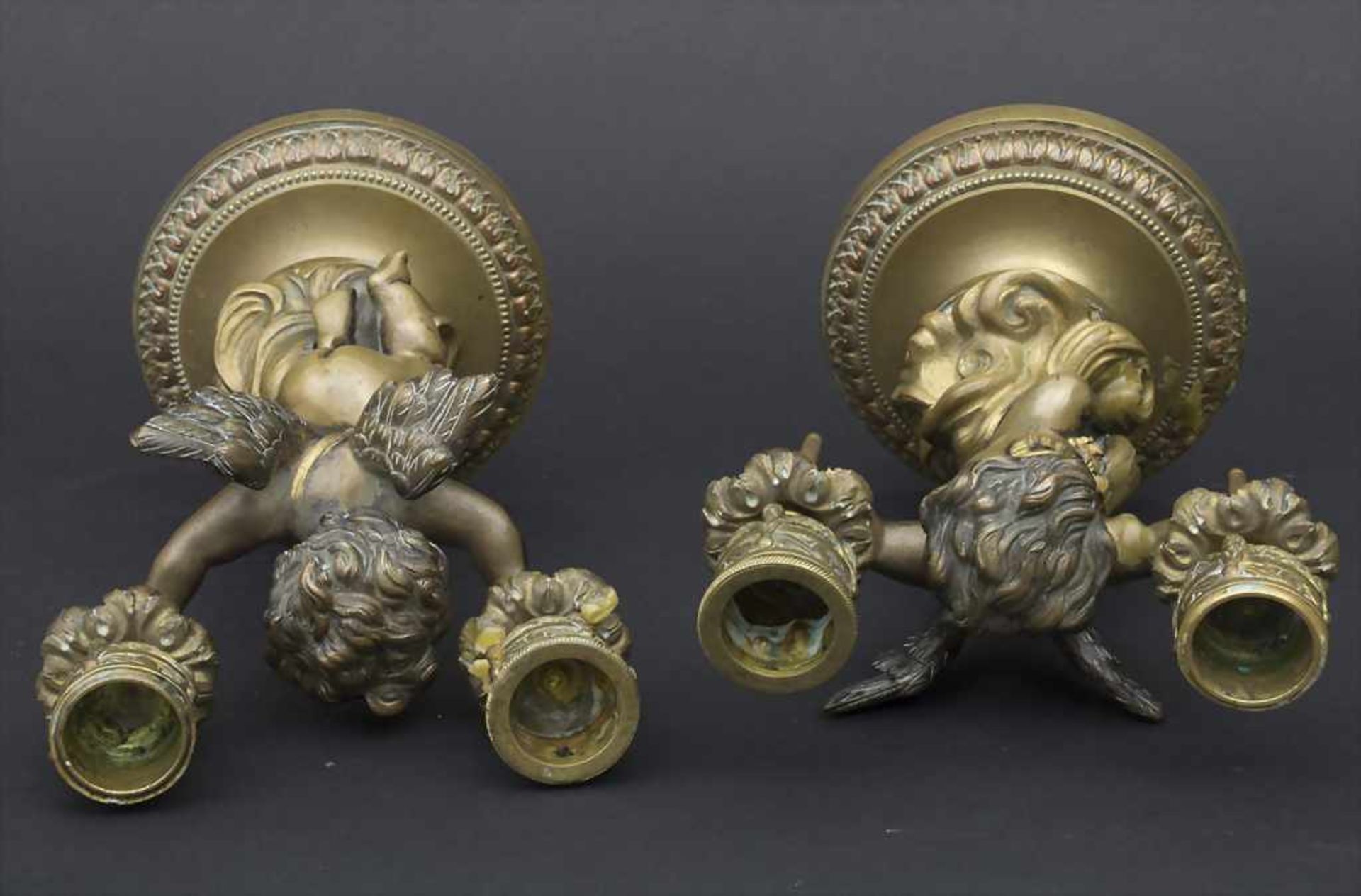 Paar figürliche Bronzeleuchter / A pair of candle sticks, Frankreich, 19. Jh.Material: Bronze mit - Image 4 of 5