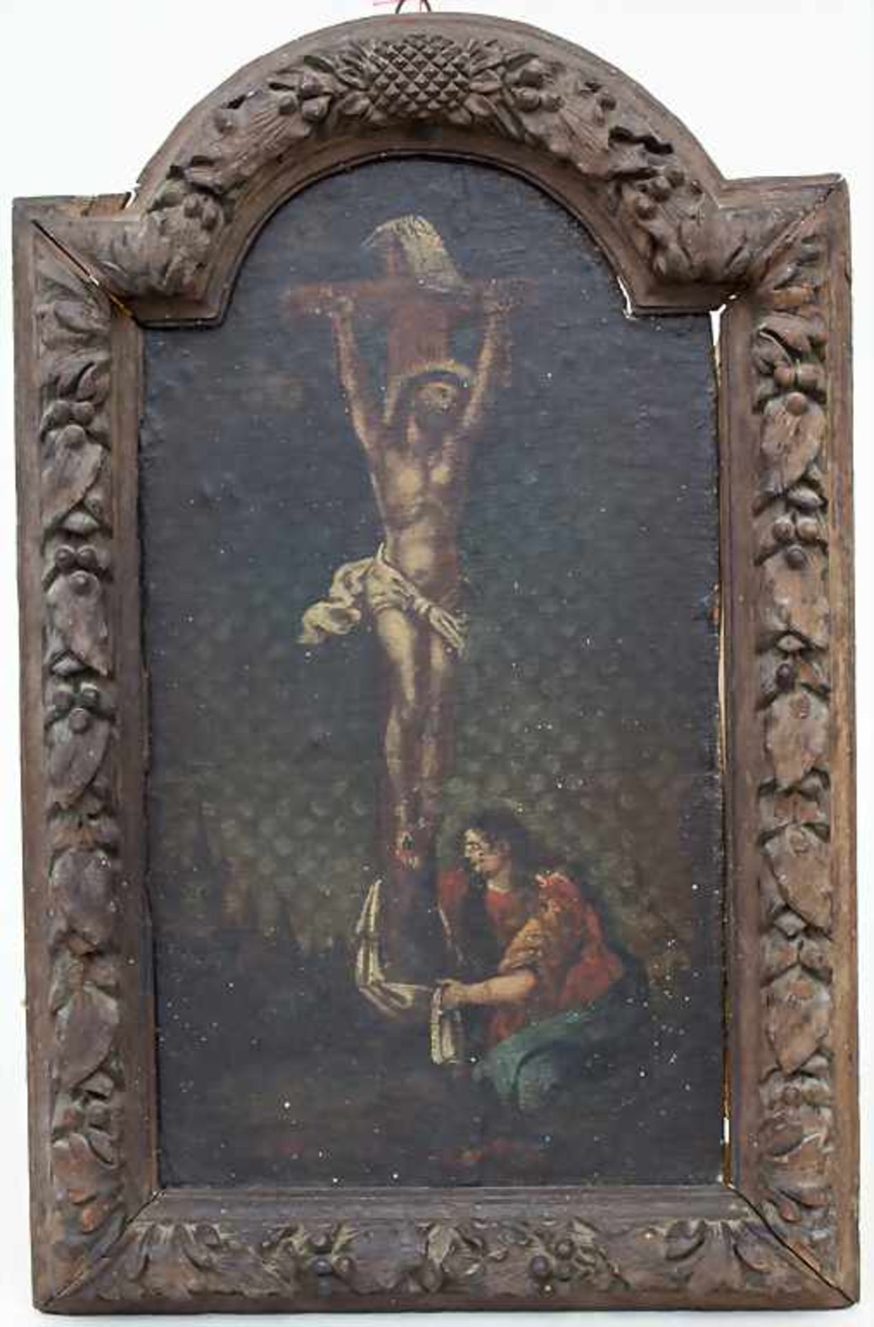 Künstler des 18. Jh., 'Kreuzigungsszene' / 'A crucifixion scene'Technik: Öl auf Leinwand (auf Holz