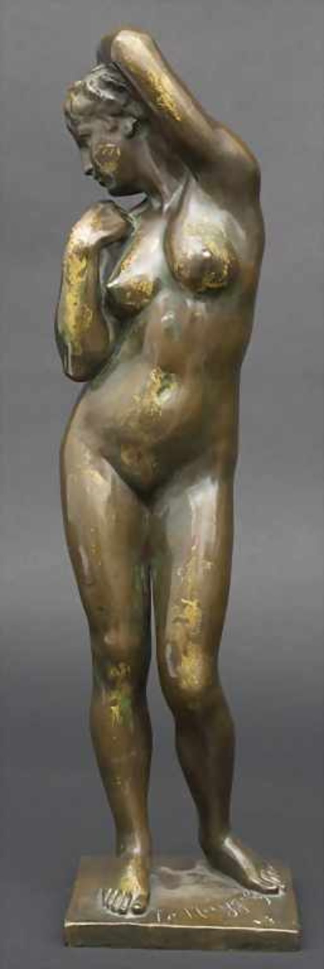 Frans Huygelen 1878-1940, Jugendstil Bronze, Weiblicher Akt / An Art Nouveau bronze sculpture of a