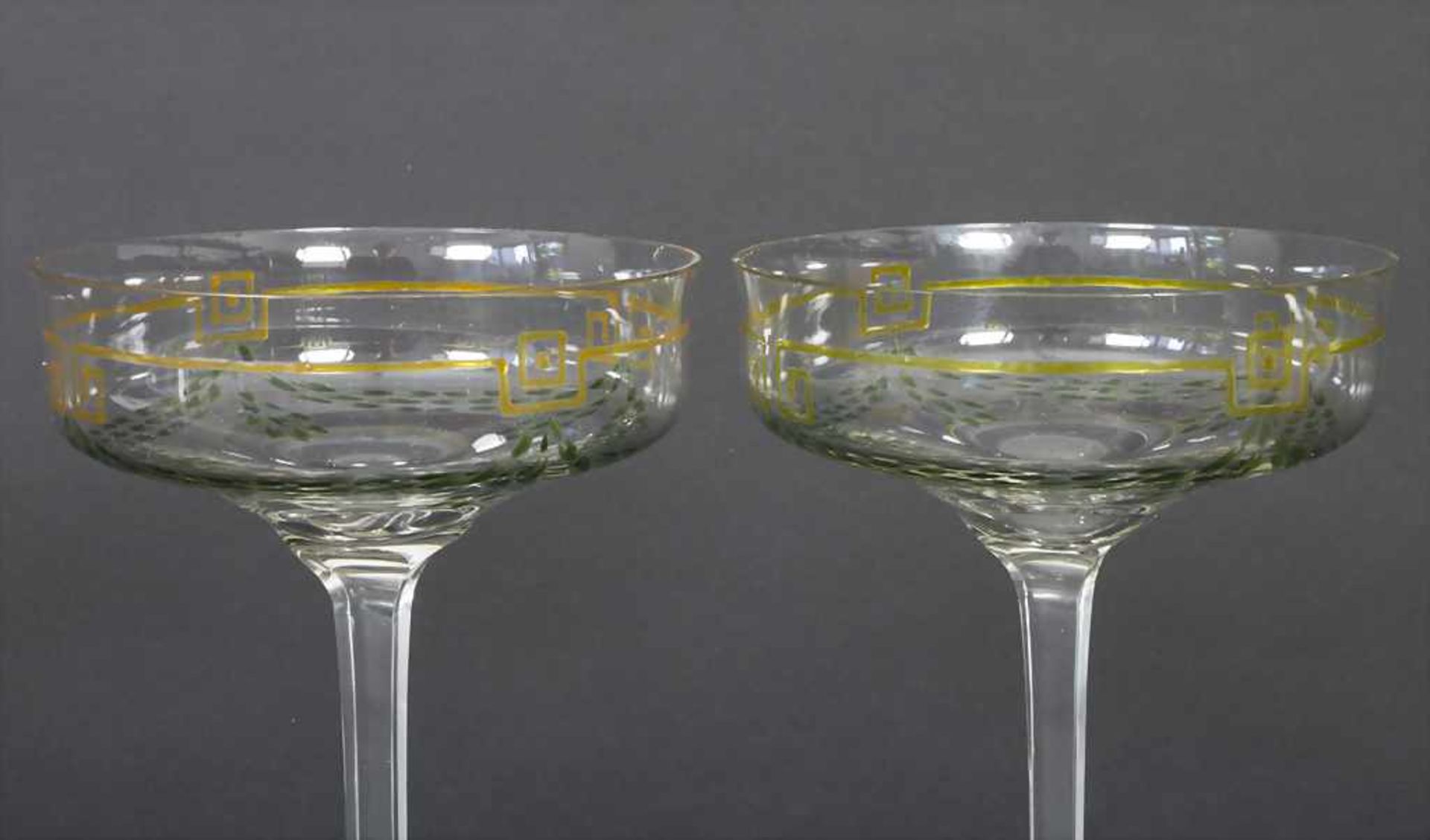 Paar Jugendstil Sekt-Stengelgläser / A pair of Art Nouveau champagne glasses, Theresienthal, - Bild 3 aus 3