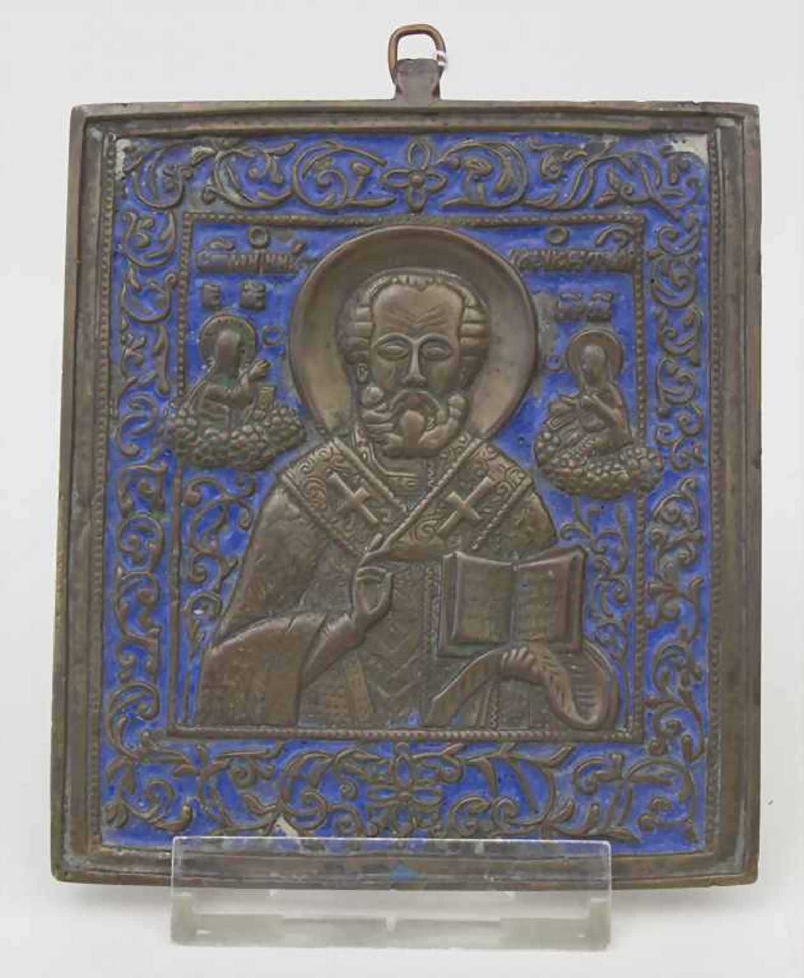 Reiseikone, Hl. Nikolaus / A travel icon, Russland, 18./19. Jh.Material: Bronze mit reichem