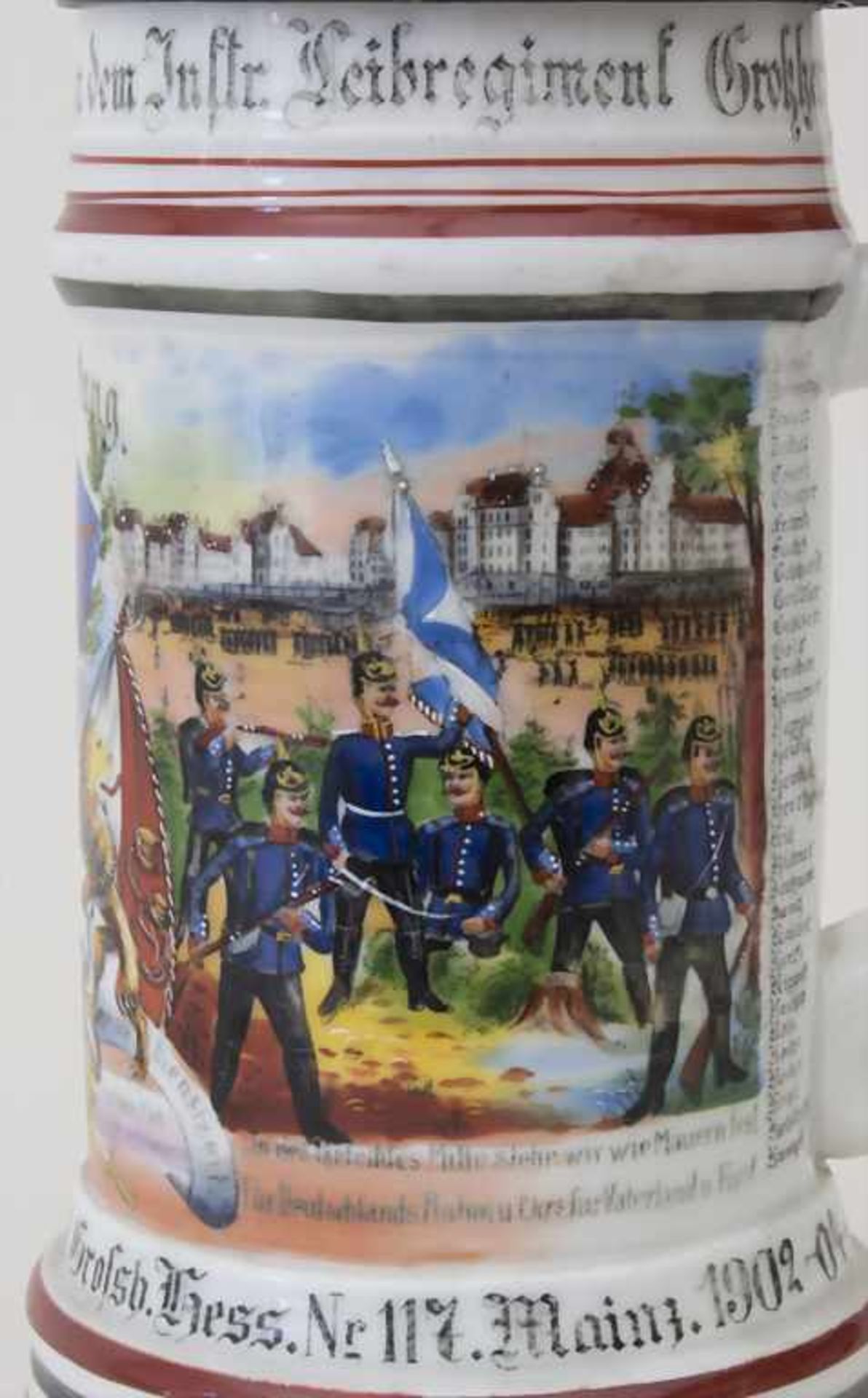 Reservistenkrug / A reservist beer mug, Mainz, Hessen, Pfalz, 1904Einheit: 'Leib Comp. Inft. Regt. - Image 4 of 10