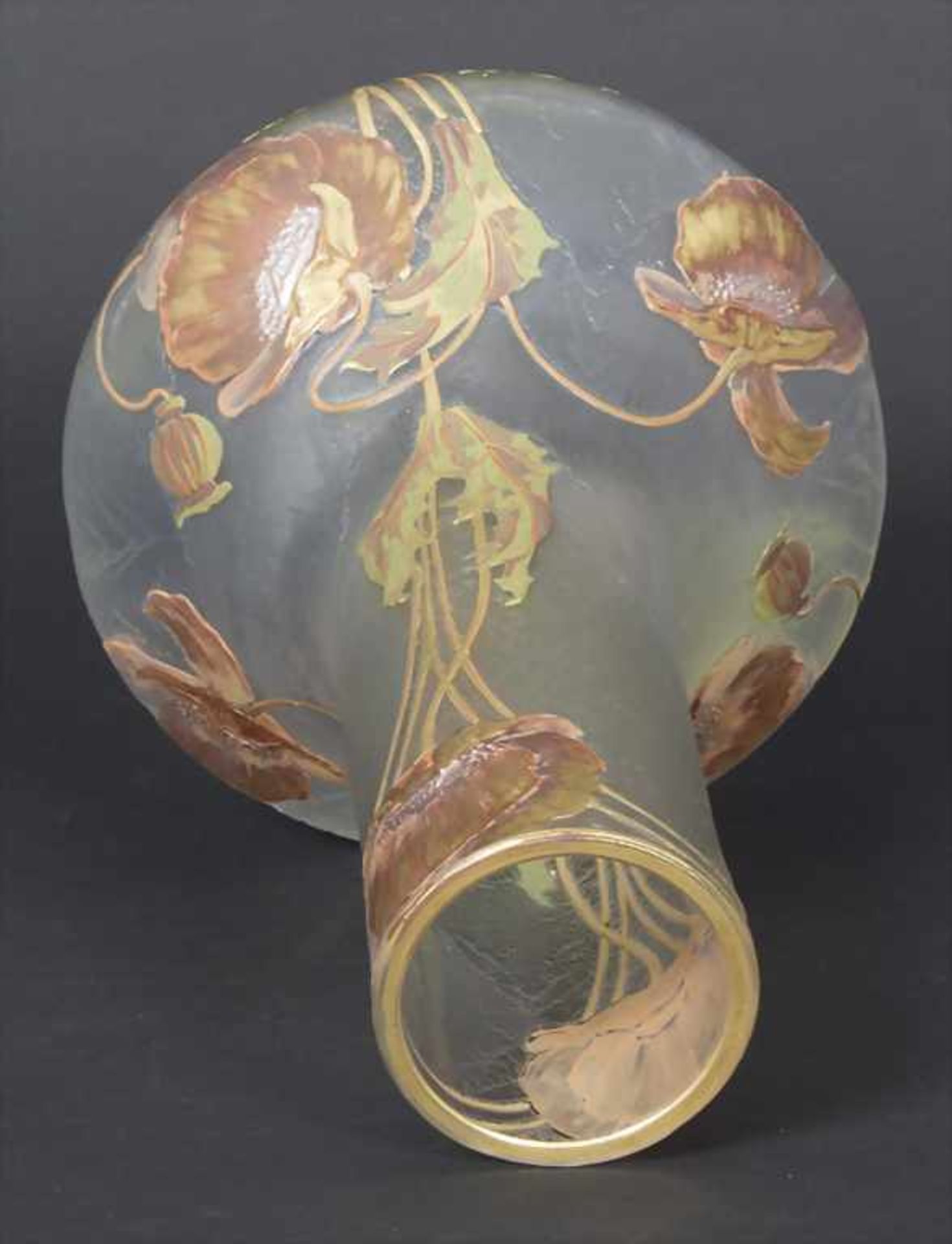 Jugendstil Vase mit Mohnblüten / An Art Nouveau vase with poppy flowers, Mont Joye/Legras et Cie., - Image 5 of 8